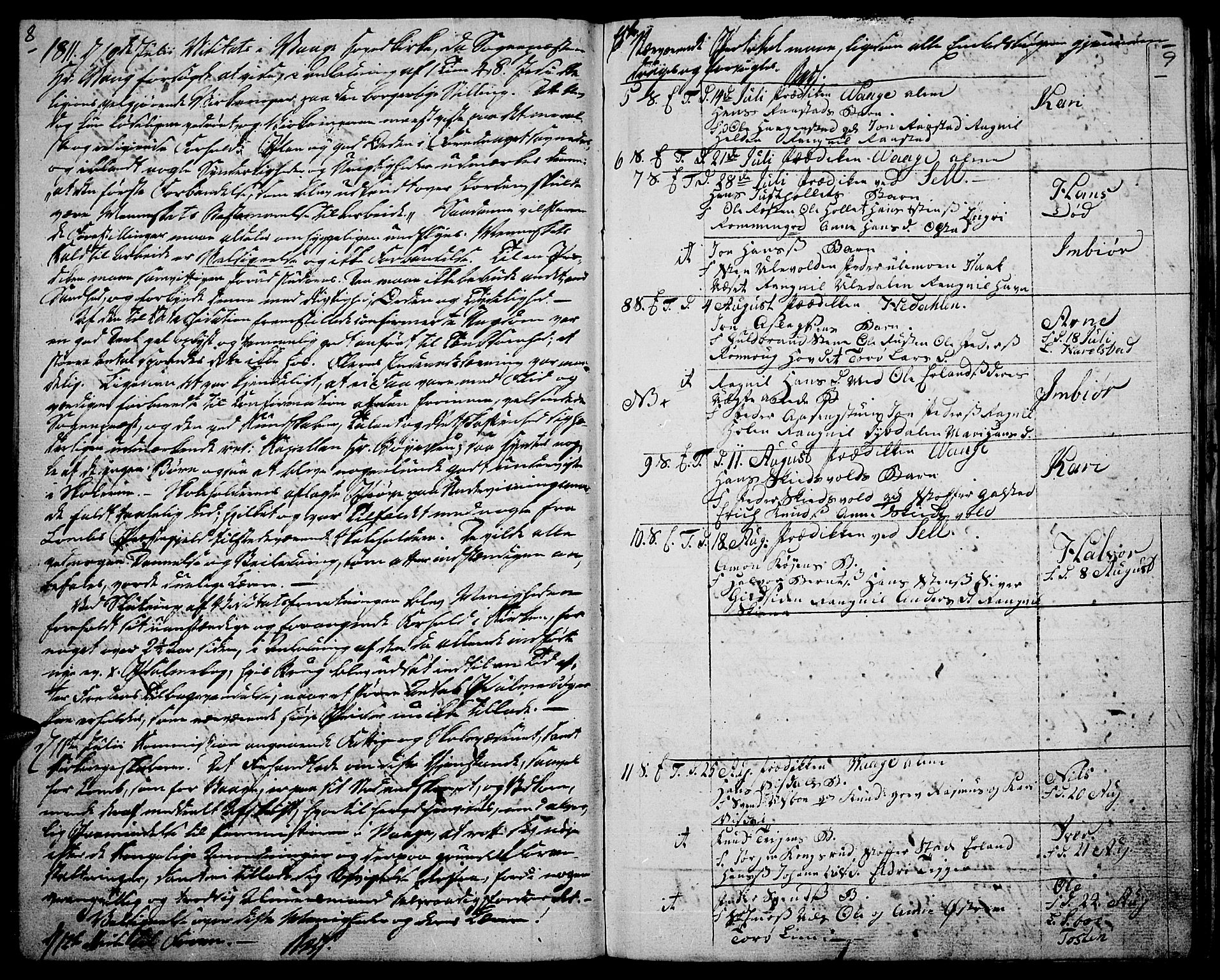 Vågå prestekontor, AV/SAH-PREST-076/H/Ha/Haa/L0002: Parish register (official) no. 2, 1810-1815, p. 8-9