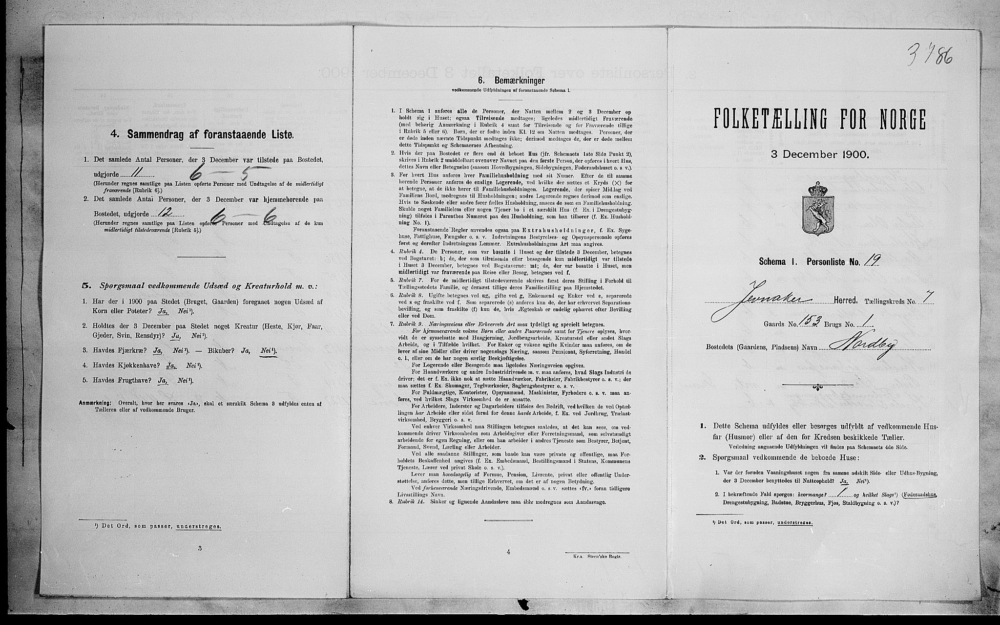 SAH, 1900 census for Jevnaker, 1900, p. 1022