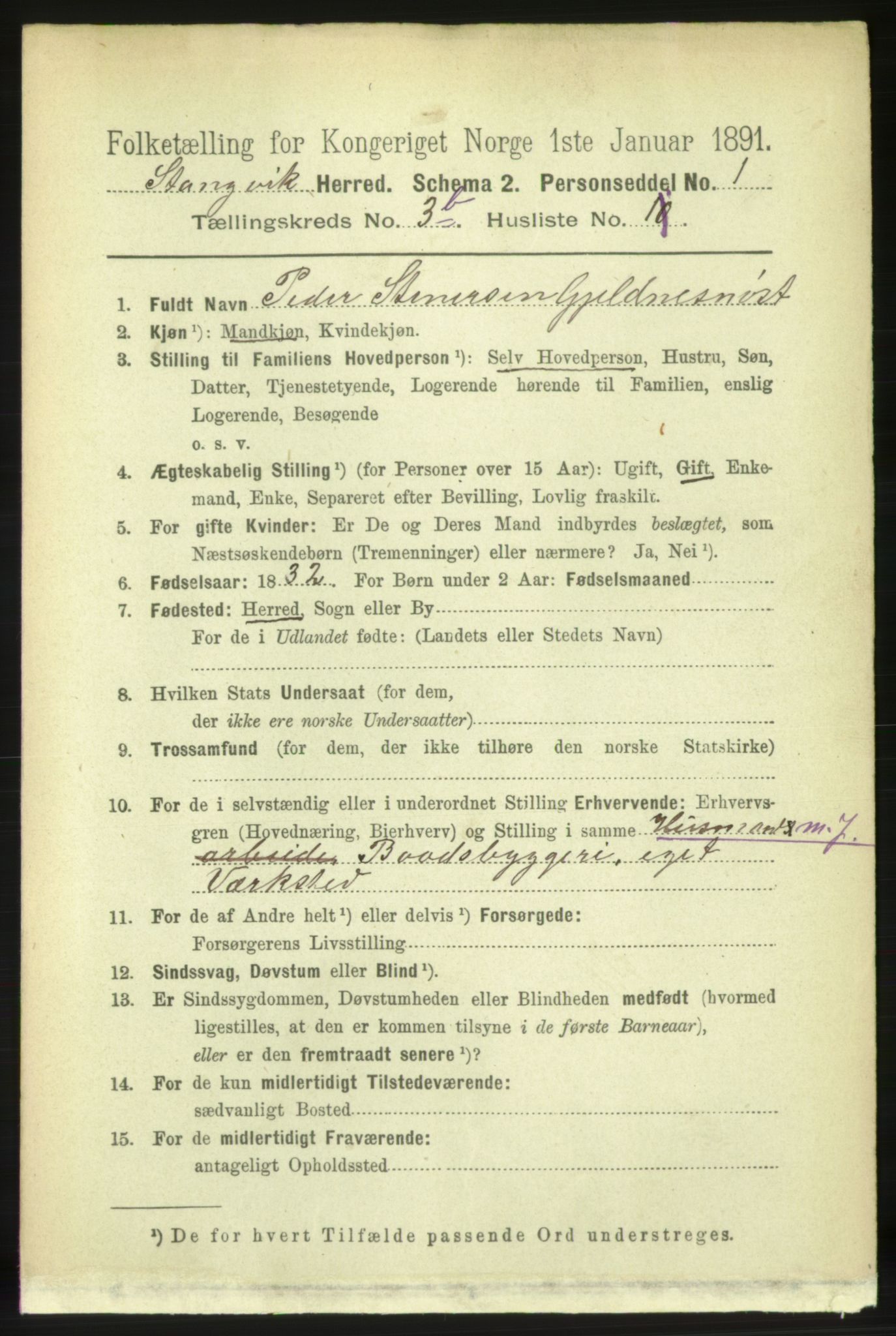 RA, 1891 census for 1564 Stangvik, 1891, p. 1448