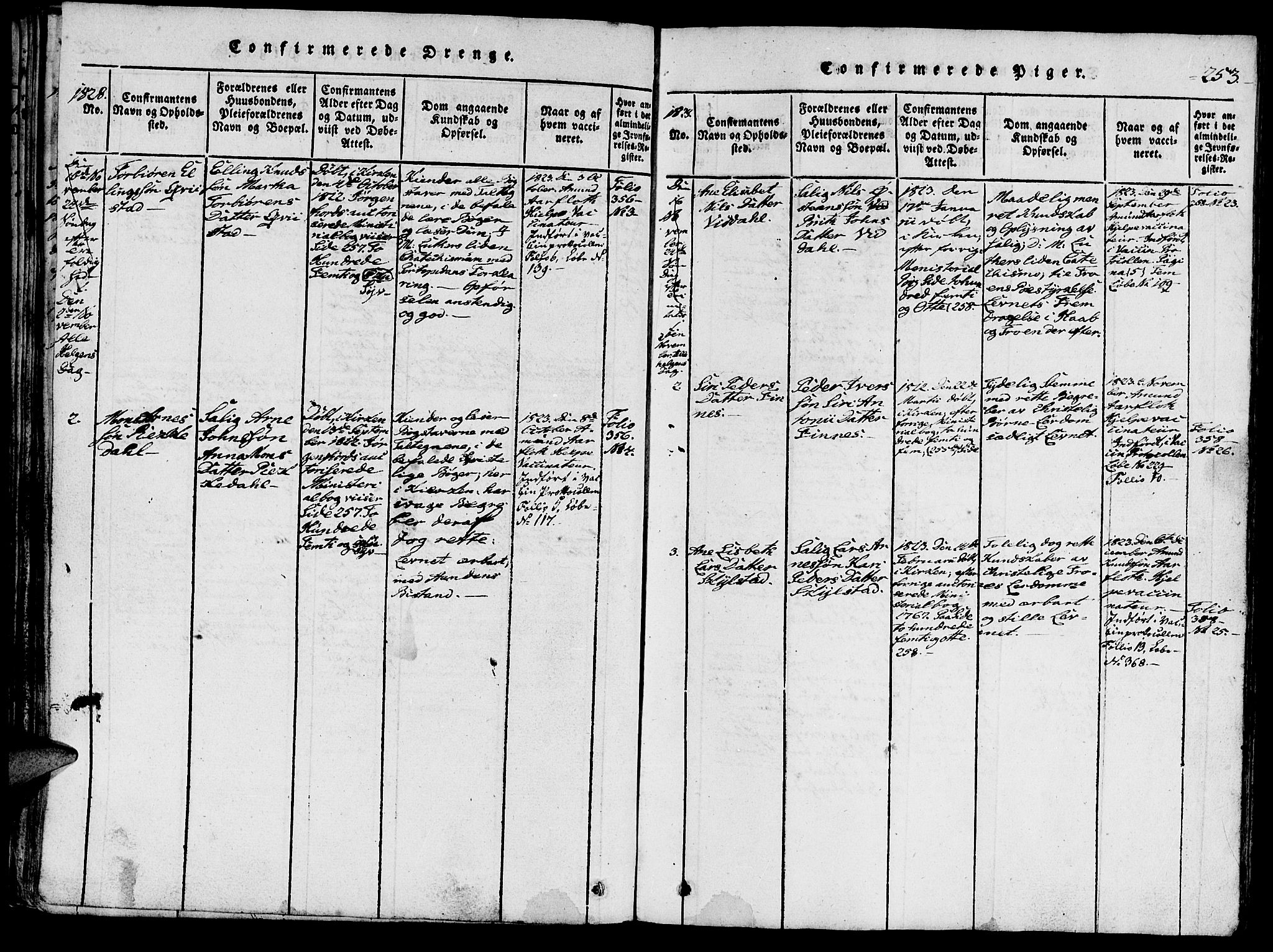 Ministerialprotokoller, klokkerbøker og fødselsregistre - Møre og Romsdal, AV/SAT-A-1454/515/L0207: Parish register (official) no. 515A03, 1819-1829, p. 253