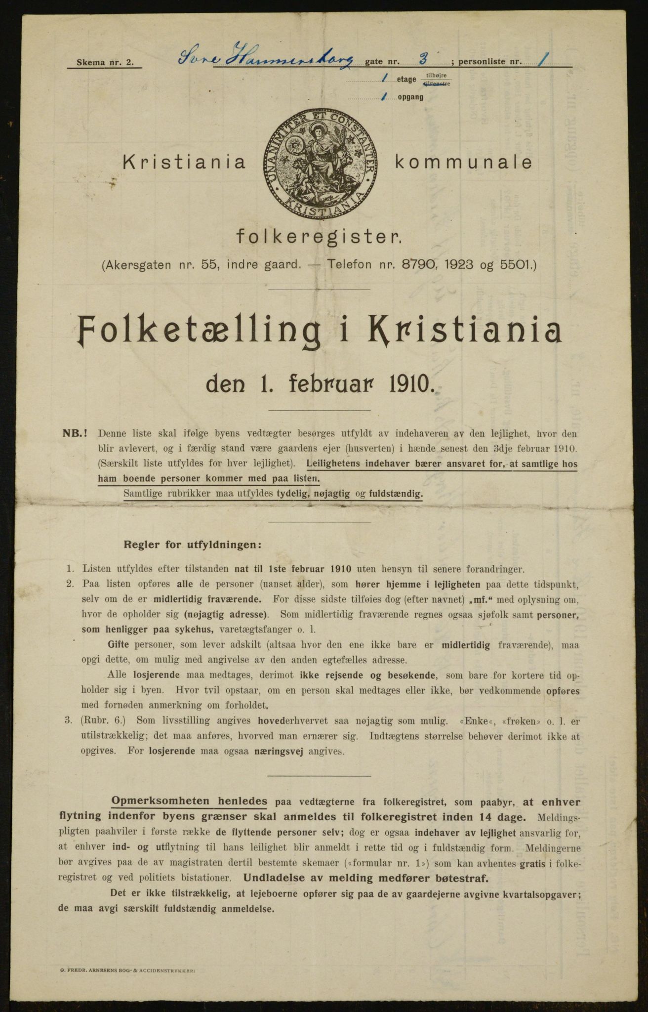 OBA, Municipal Census 1910 for Kristiania, 1910, p. 123114