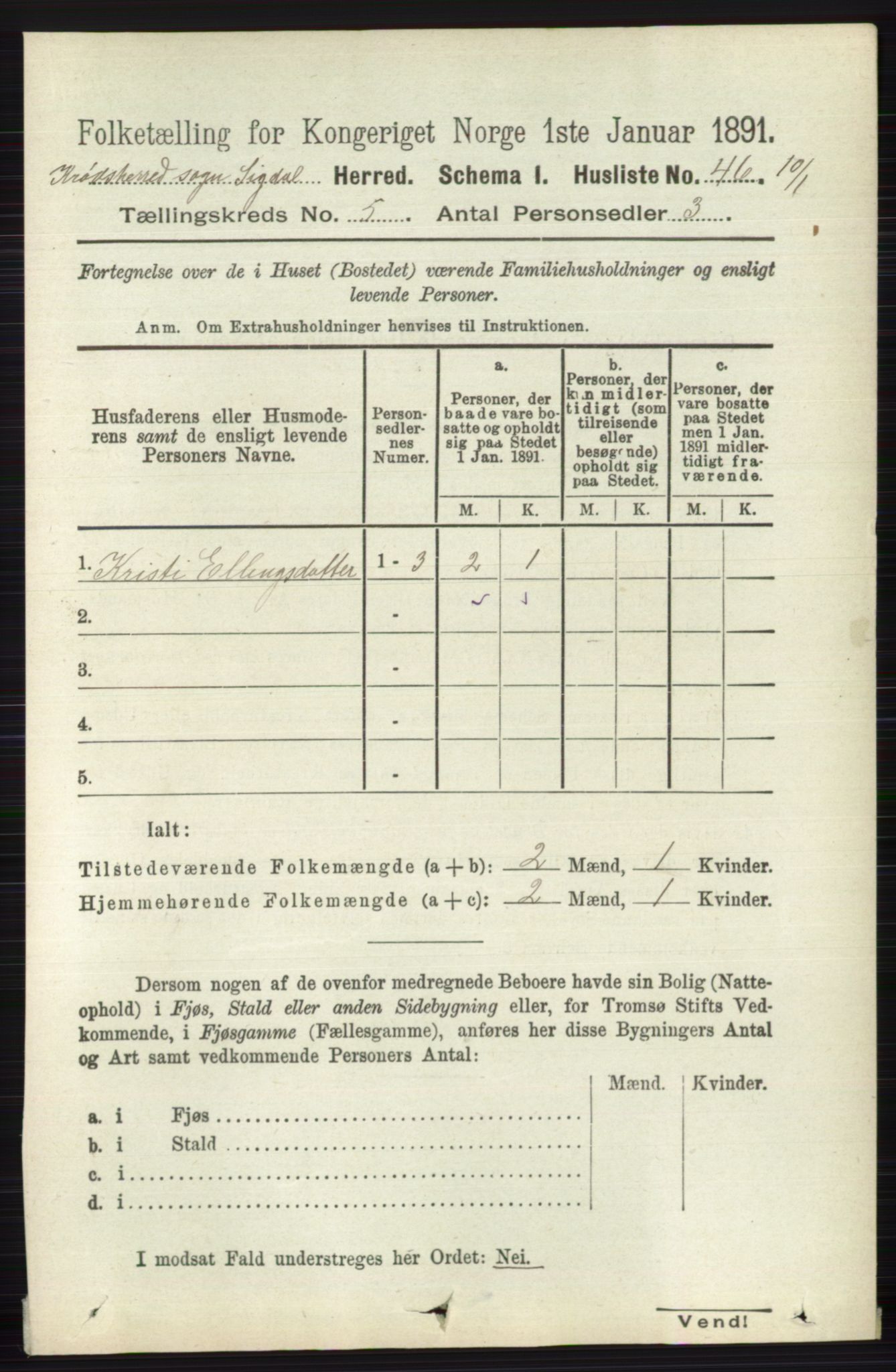 RA, 1891 census for 0621 Sigdal, 1891, p. 6315