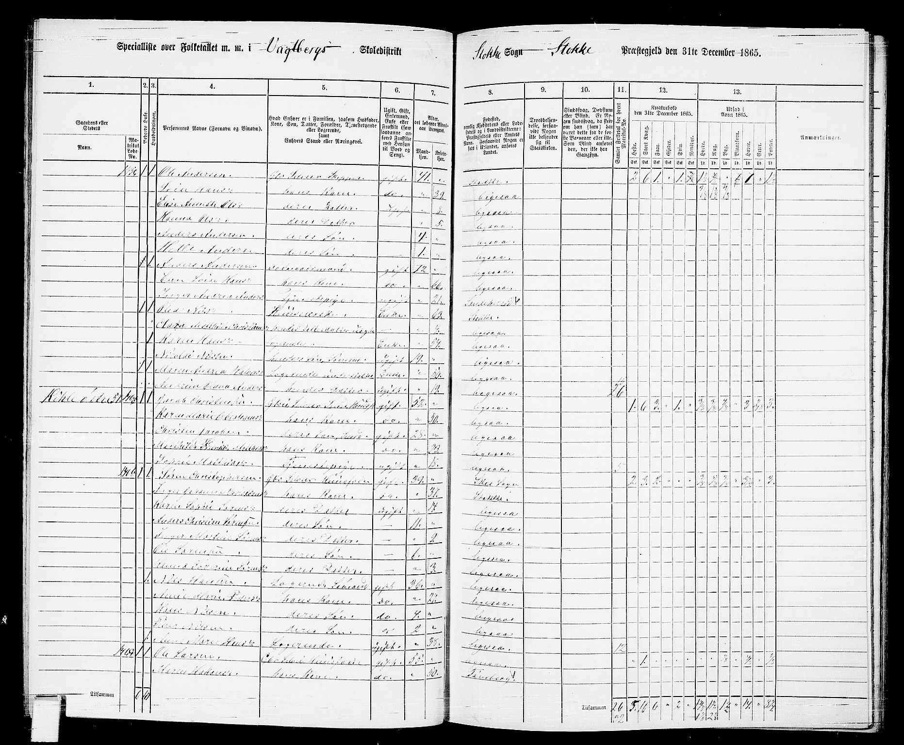 RA, 1865 census for Stokke, 1865, p. 73