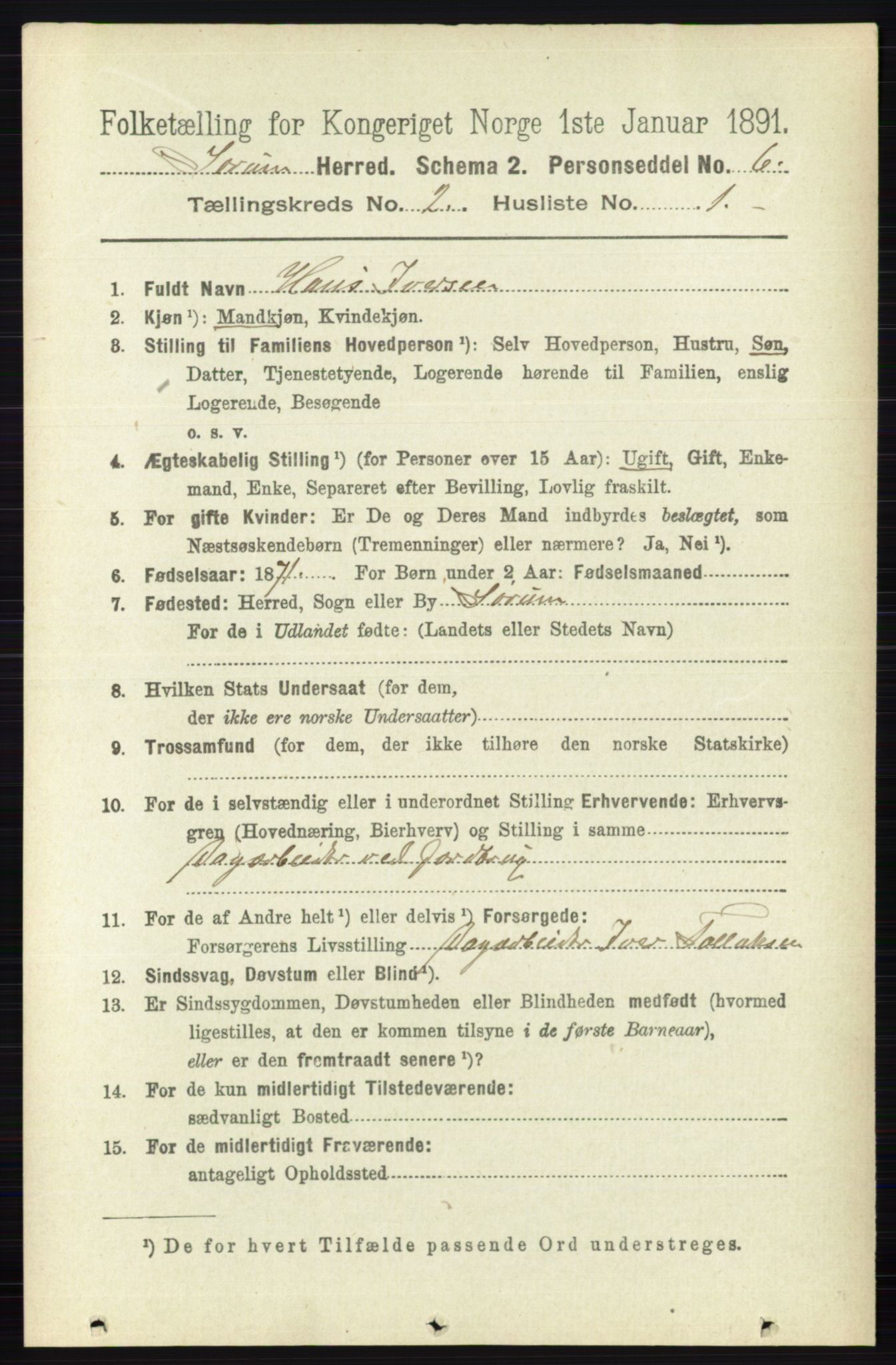 RA, 1891 census for 0226 Sørum, 1891, p. 670