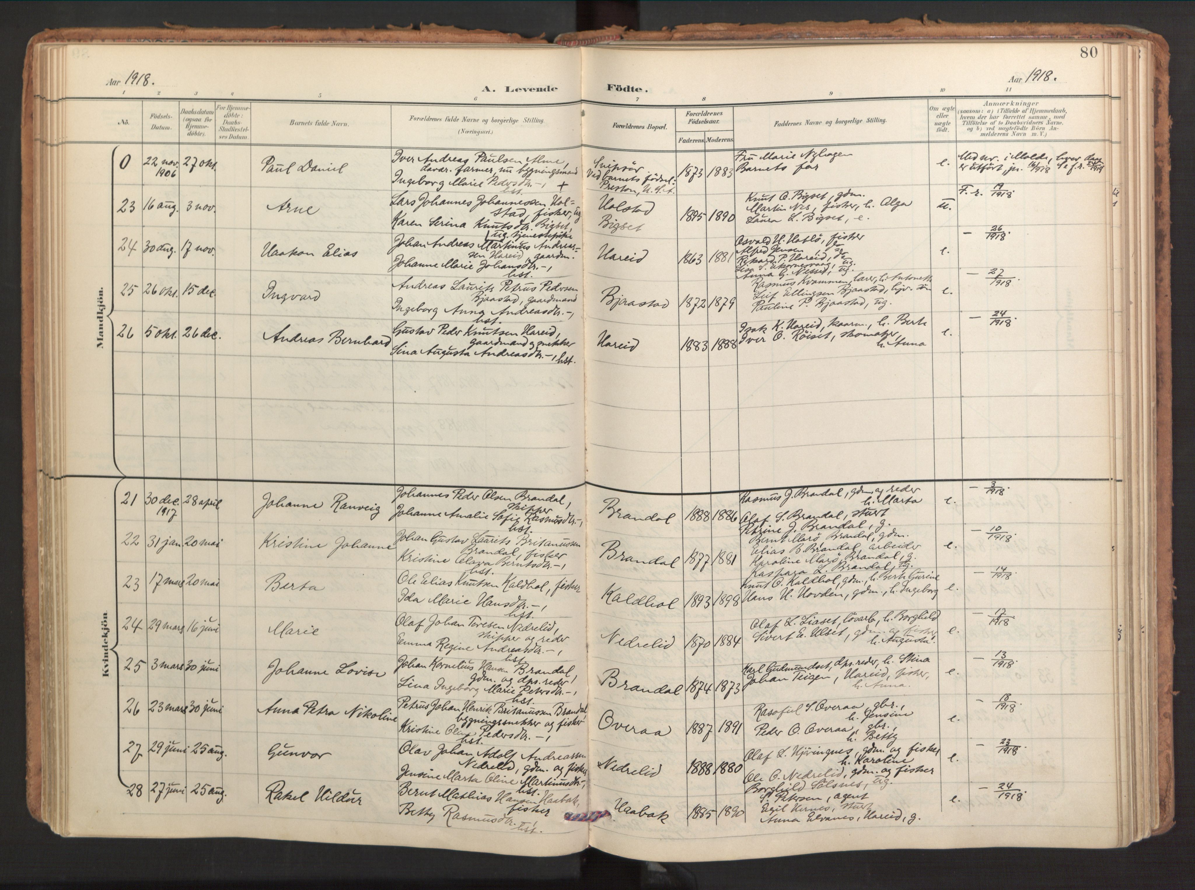Ministerialprotokoller, klokkerbøker og fødselsregistre - Møre og Romsdal, SAT/A-1454/510/L0123: Parish register (official) no. 510A03, 1898-1922, p. 80