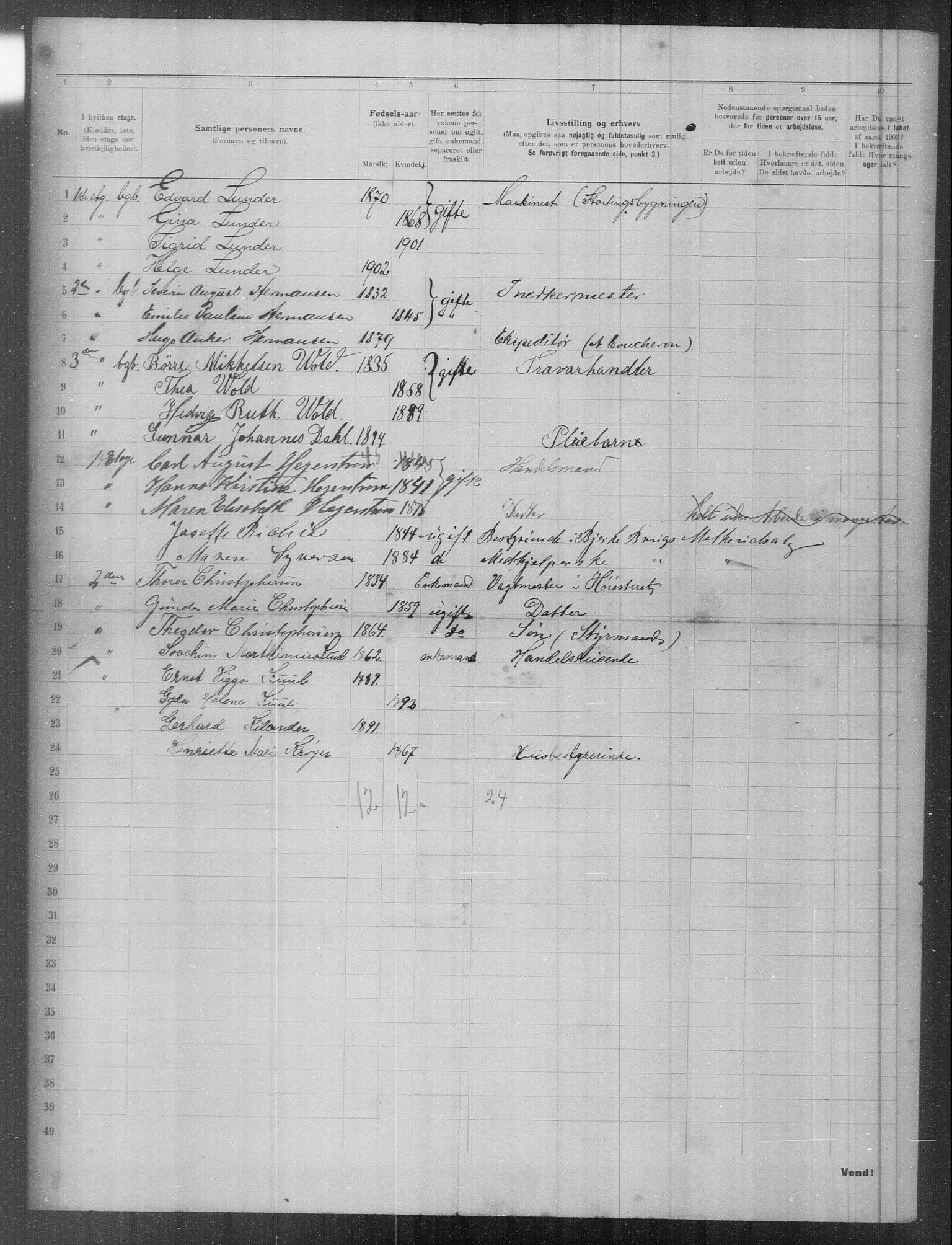 OBA, Municipal Census 1903 for Kristiania, 1903, p. 6203