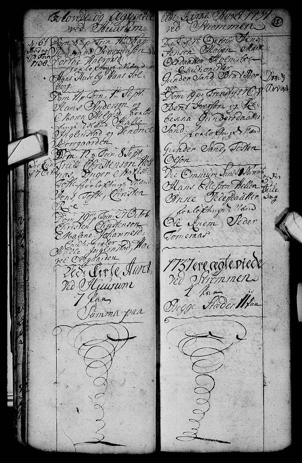 Hurum kirkebøker, AV/SAKO-A-229/F/Fa/L0003: Parish register (official) no. 3, 1733-1757, p. 15