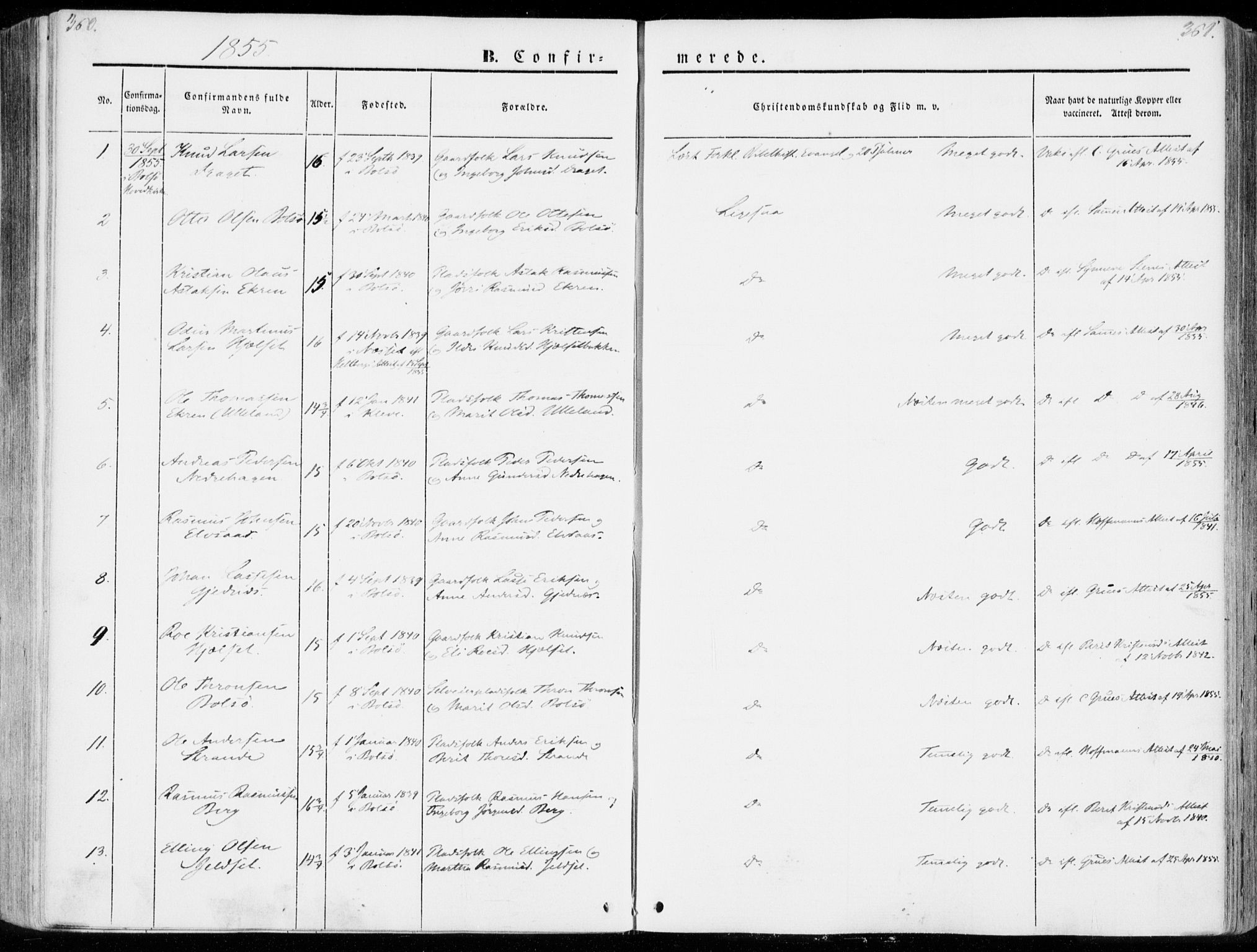 Ministerialprotokoller, klokkerbøker og fødselsregistre - Møre og Romsdal, SAT/A-1454/555/L0653: Parish register (official) no. 555A04, 1843-1869, p. 360-361
