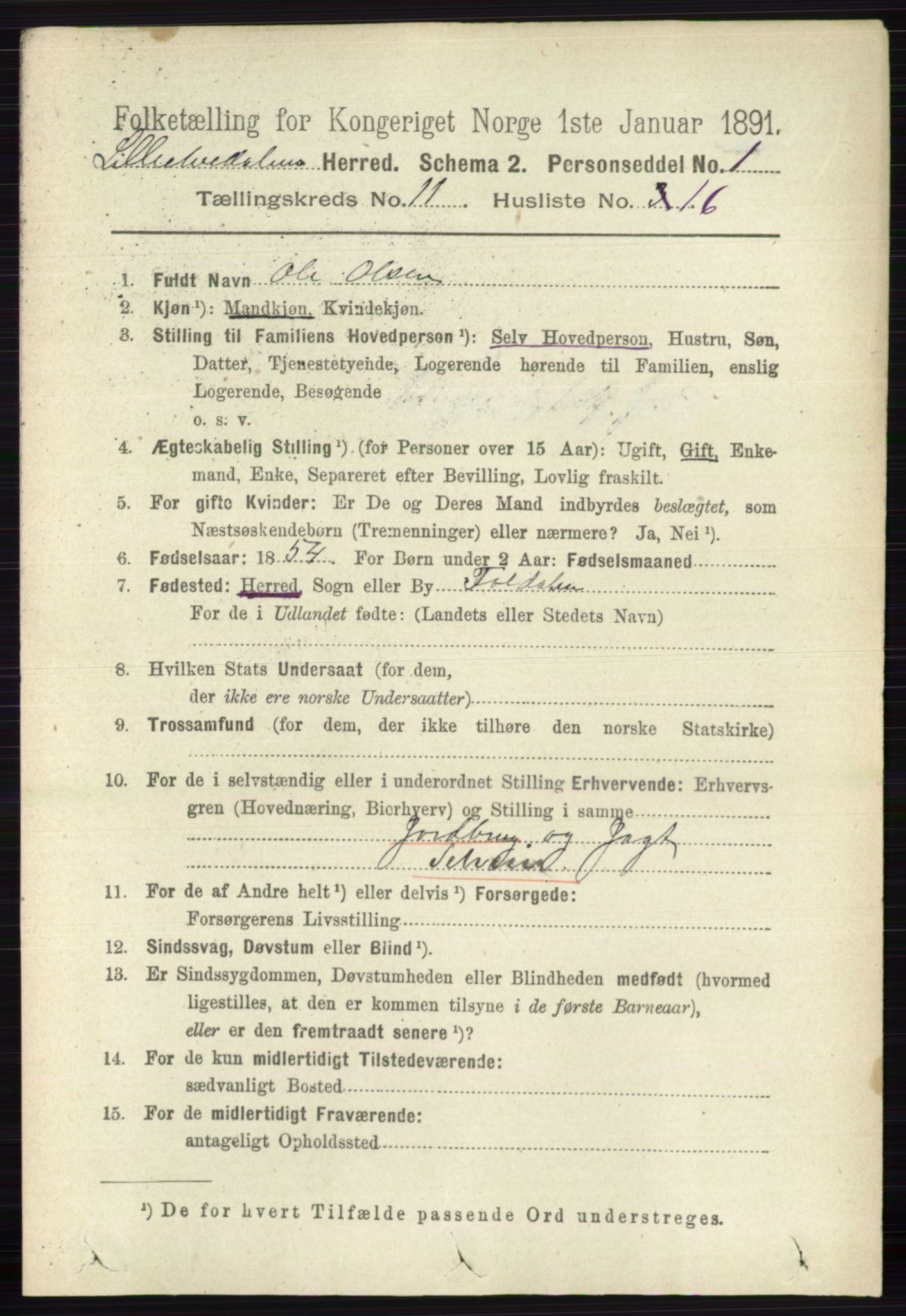 RA, 1891 census for 0438 Lille Elvedalen, 1891, p. 3898