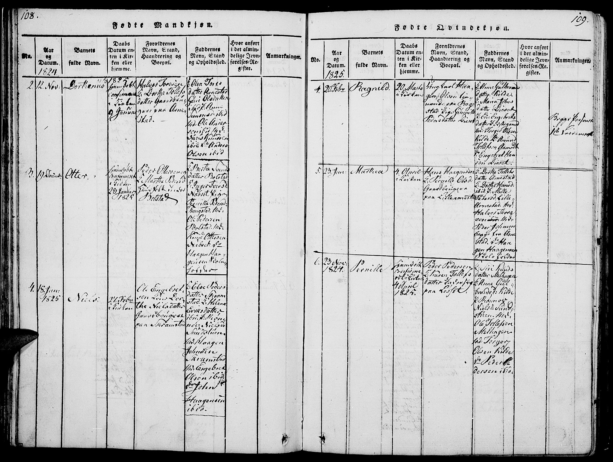 Åmot prestekontor, Hedmark, SAH/PREST-056/H/Ha/Hab/L0001: Parish register (copy) no. 1, 1815-1847, p. 108-109