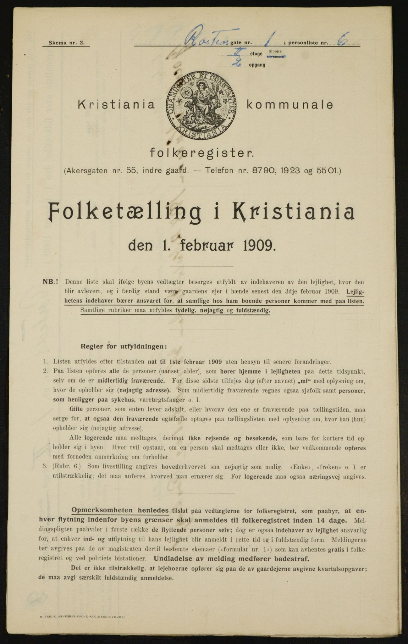 OBA, Municipal Census 1909 for Kristiania, 1909, p. 76299