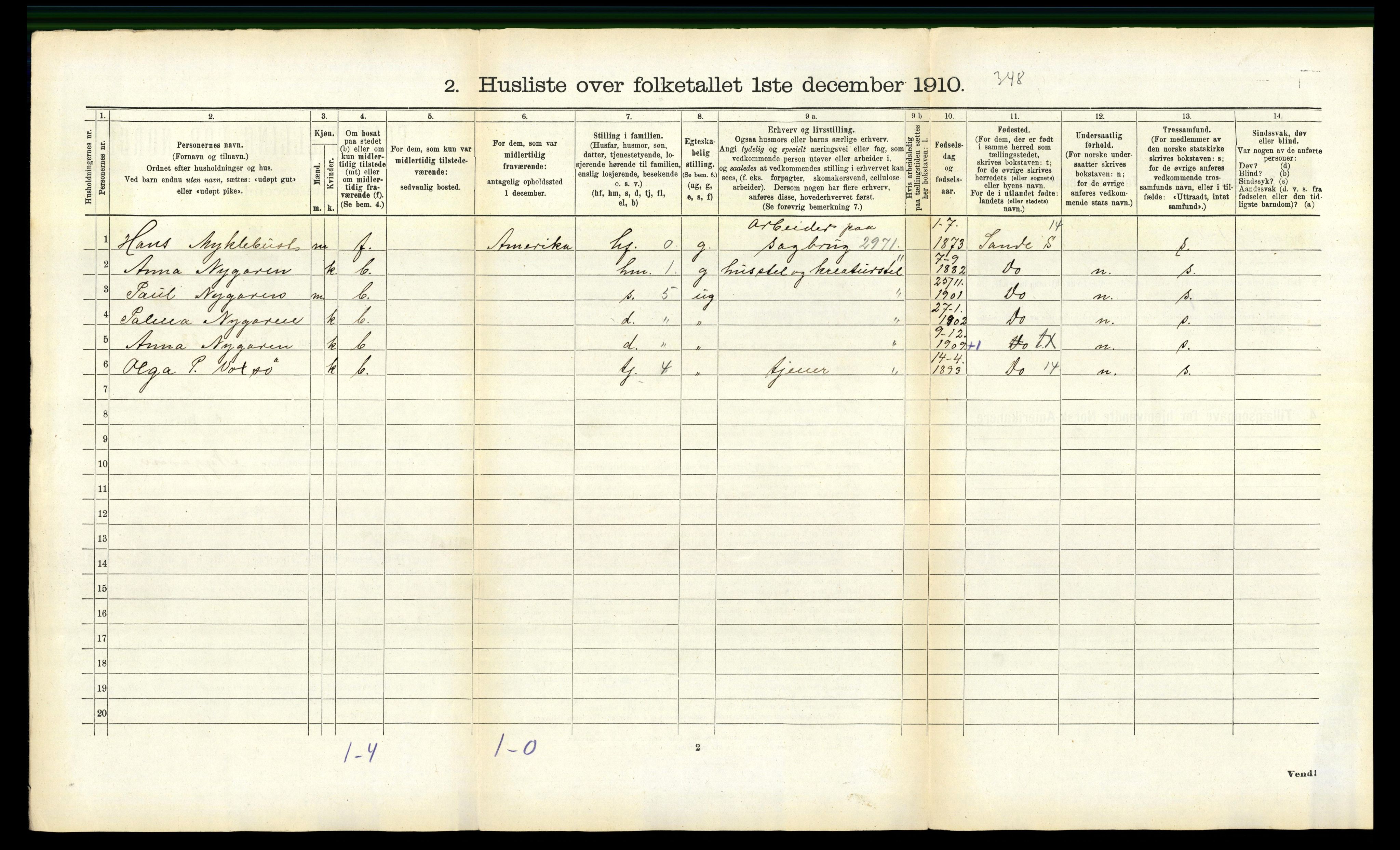 RA, 1910 census for Rovde, 1910, p. 121