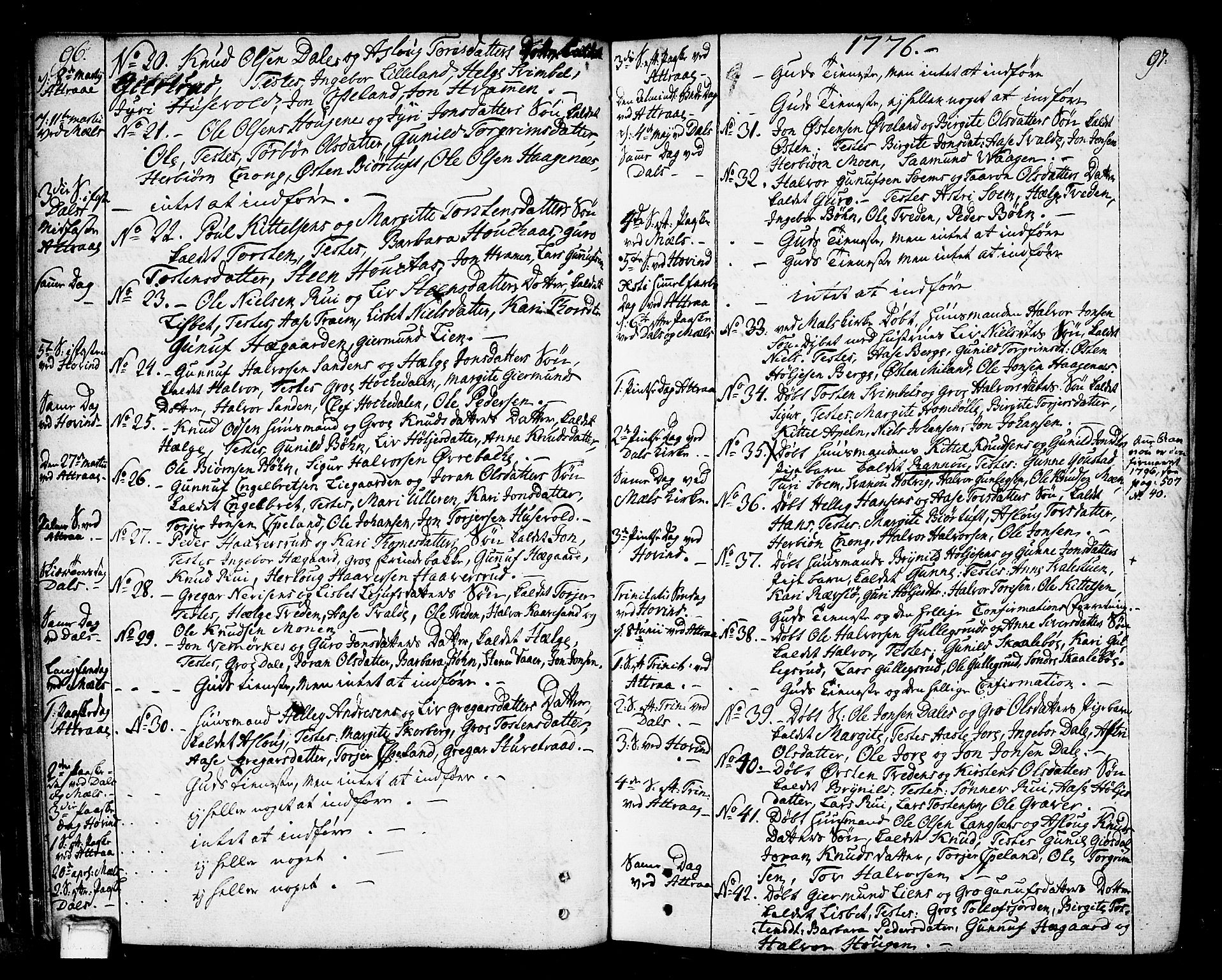 Tinn kirkebøker, SAKO/A-308/F/Fa/L0002: Parish register (official) no. I 2, 1757-1810, p. 96-97