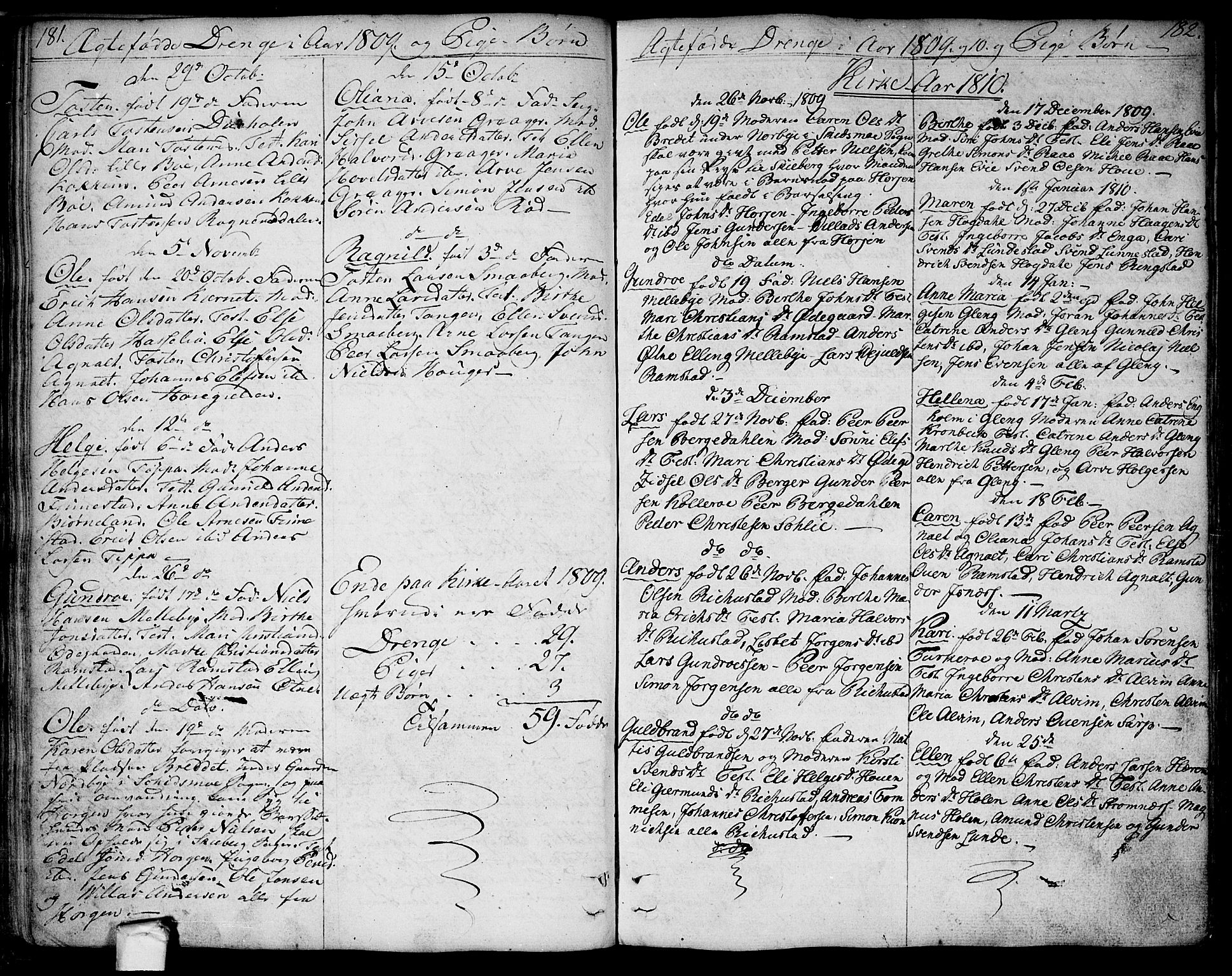Tune prestekontor Kirkebøker, SAO/A-2007/F/Fa/L0004: Parish register (official) no. 4, 1797-1815, p. 181-182