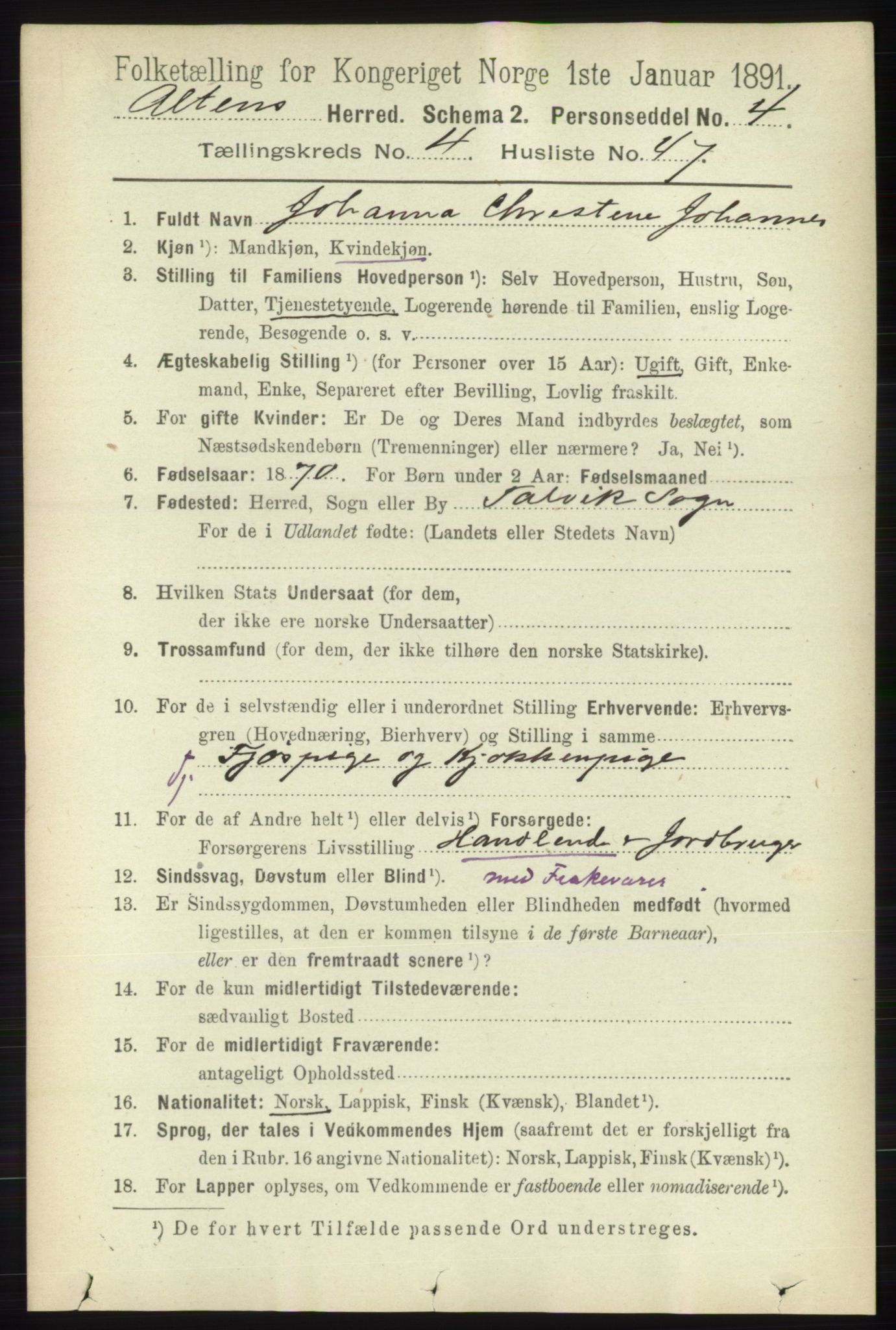 RA, 1891 census for 2012 Alta, 1891, p. 1598