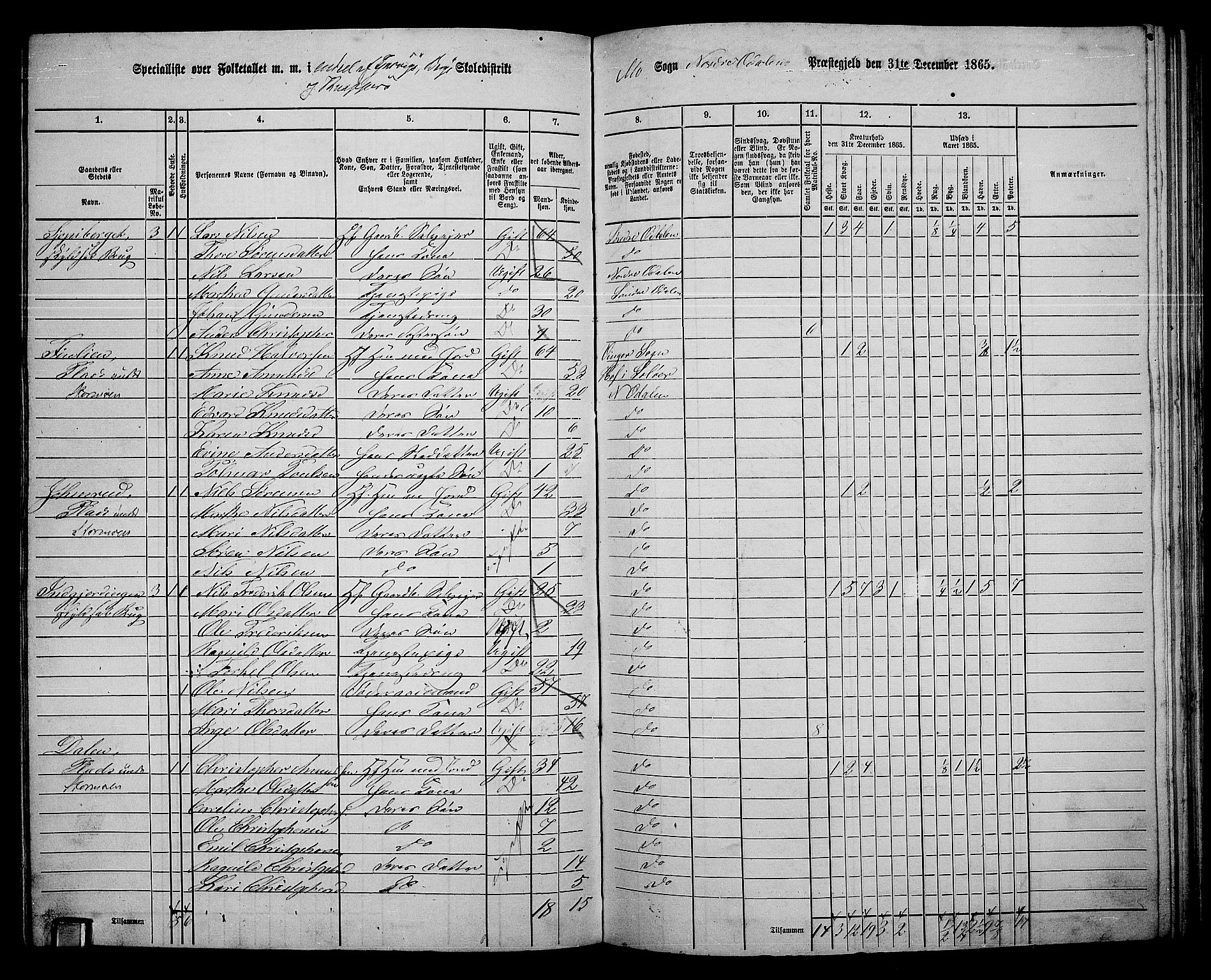 RA, 1865 census for Nord-Odal, 1865, p. 117