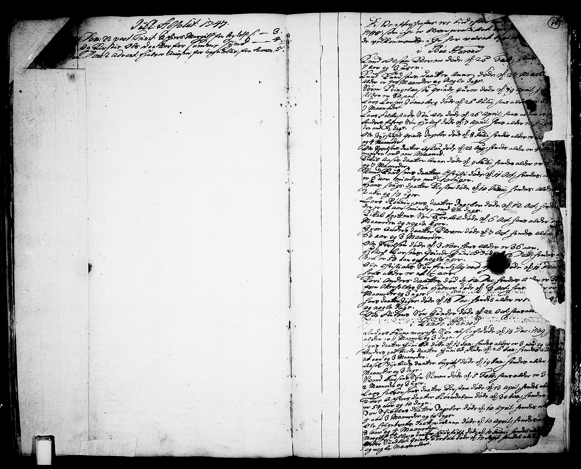 Bø kirkebøker, SAKO/A-257/F/Fa/L0003: Parish register (official) no. 3, 1733-1748, p. 70