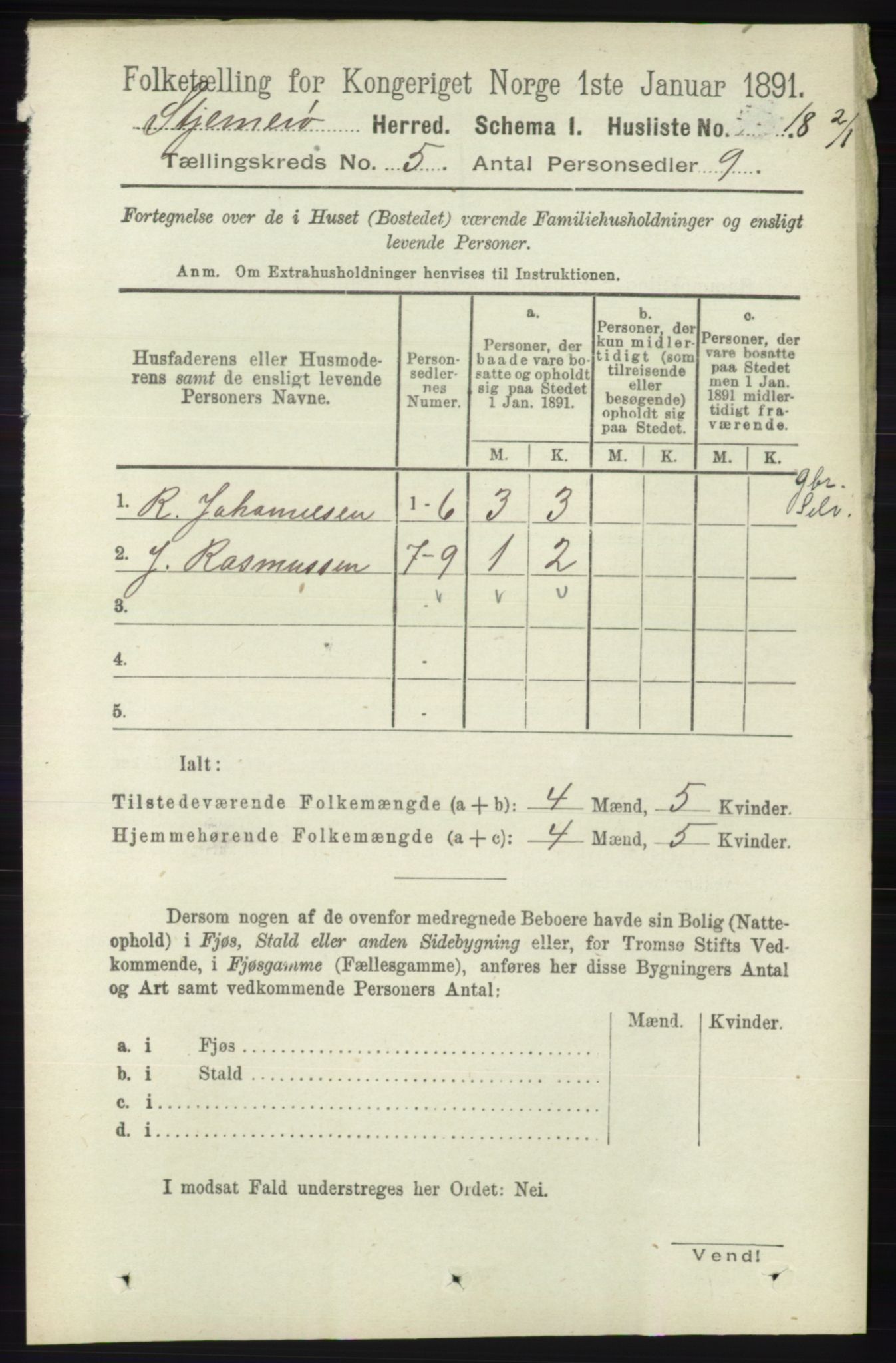 RA, 1891 census for 1140 Sjernarøy, 1891, p. 762