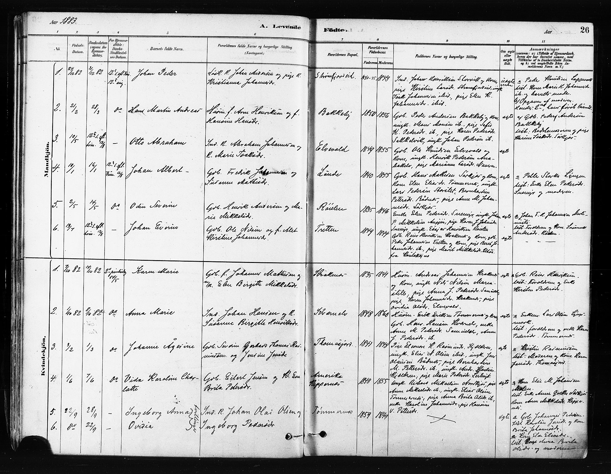 Skjervøy sokneprestkontor, AV/SATØ-S-1300/H/Ha/Haa/L0014kirke: Parish register (official) no. 14, 1878-1894, p. 26