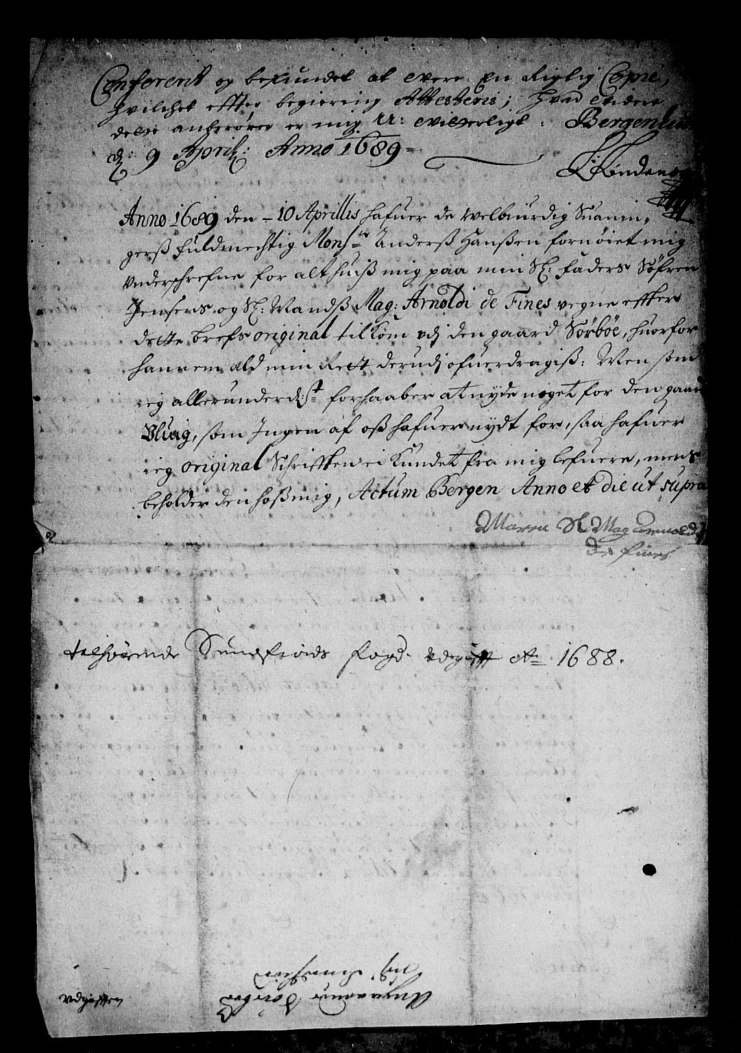 Rentekammeret inntil 1814, Reviderte regnskaper, Stiftamtstueregnskaper, Bergen stiftamt, AV/RA-EA-6043/R/Rc/L0087: Bergen stiftamt, 1688