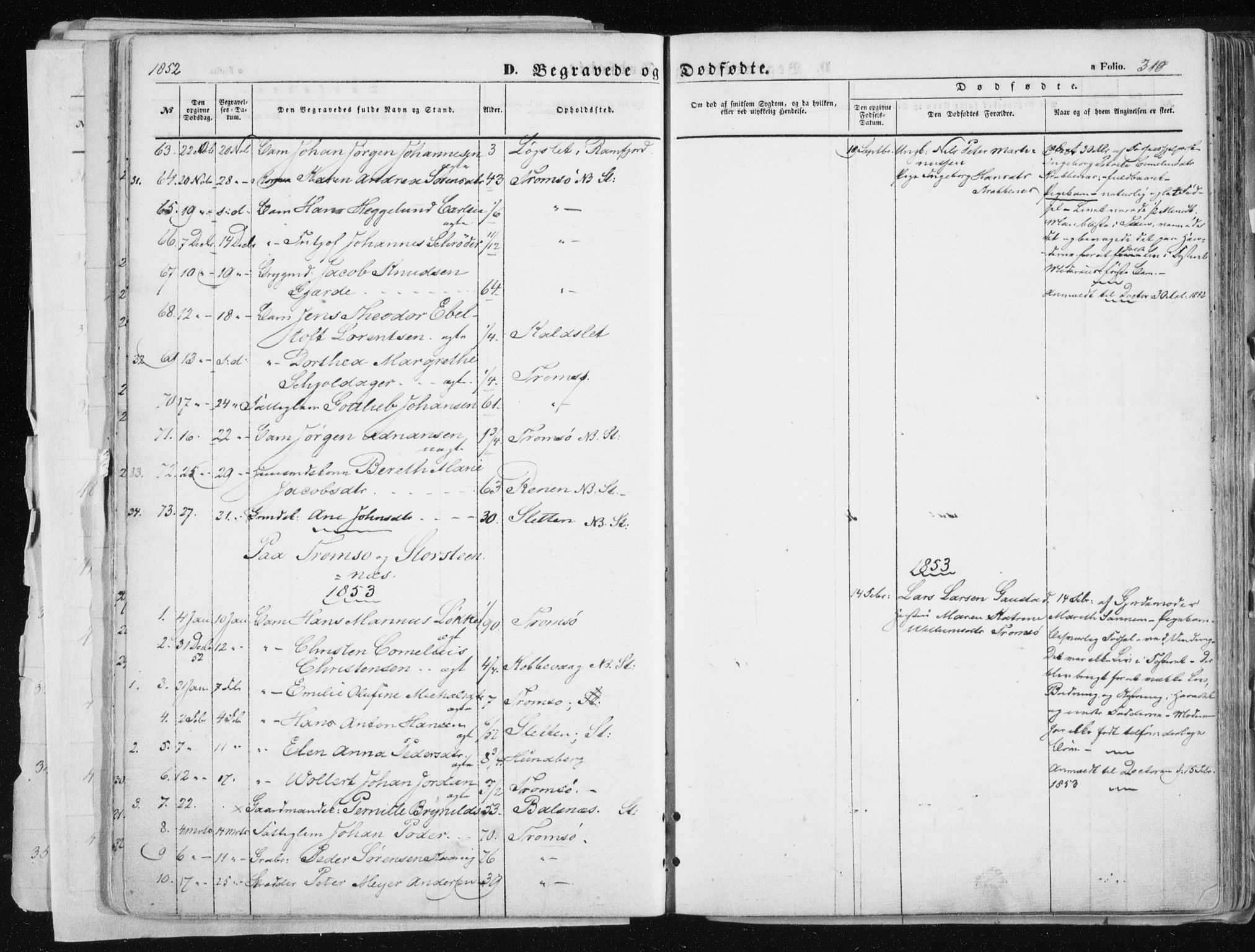 Tromsø sokneprestkontor/stiftsprosti/domprosti, SATØ/S-1343/G/Ga/L0010kirke: Parish register (official) no. 10, 1848-1855, p. 310