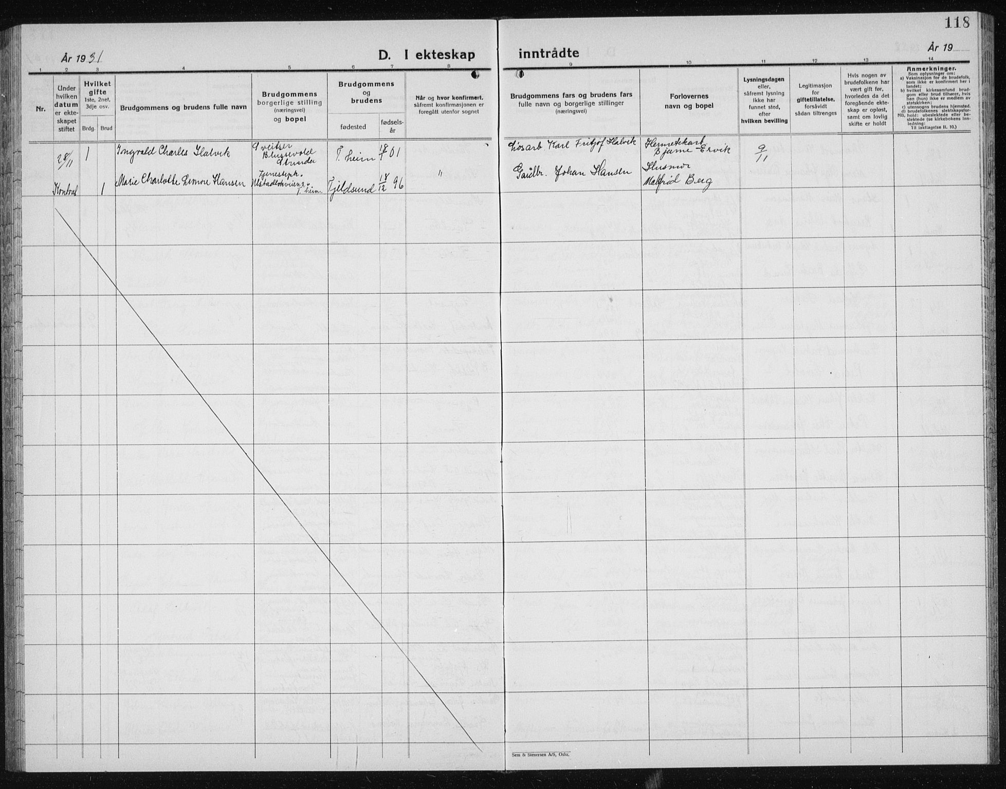 Ministerialprotokoller, klokkerbøker og fødselsregistre - Sør-Trøndelag, SAT/A-1456/607/L0327: Parish register (copy) no. 607C01, 1930-1939, p. 118