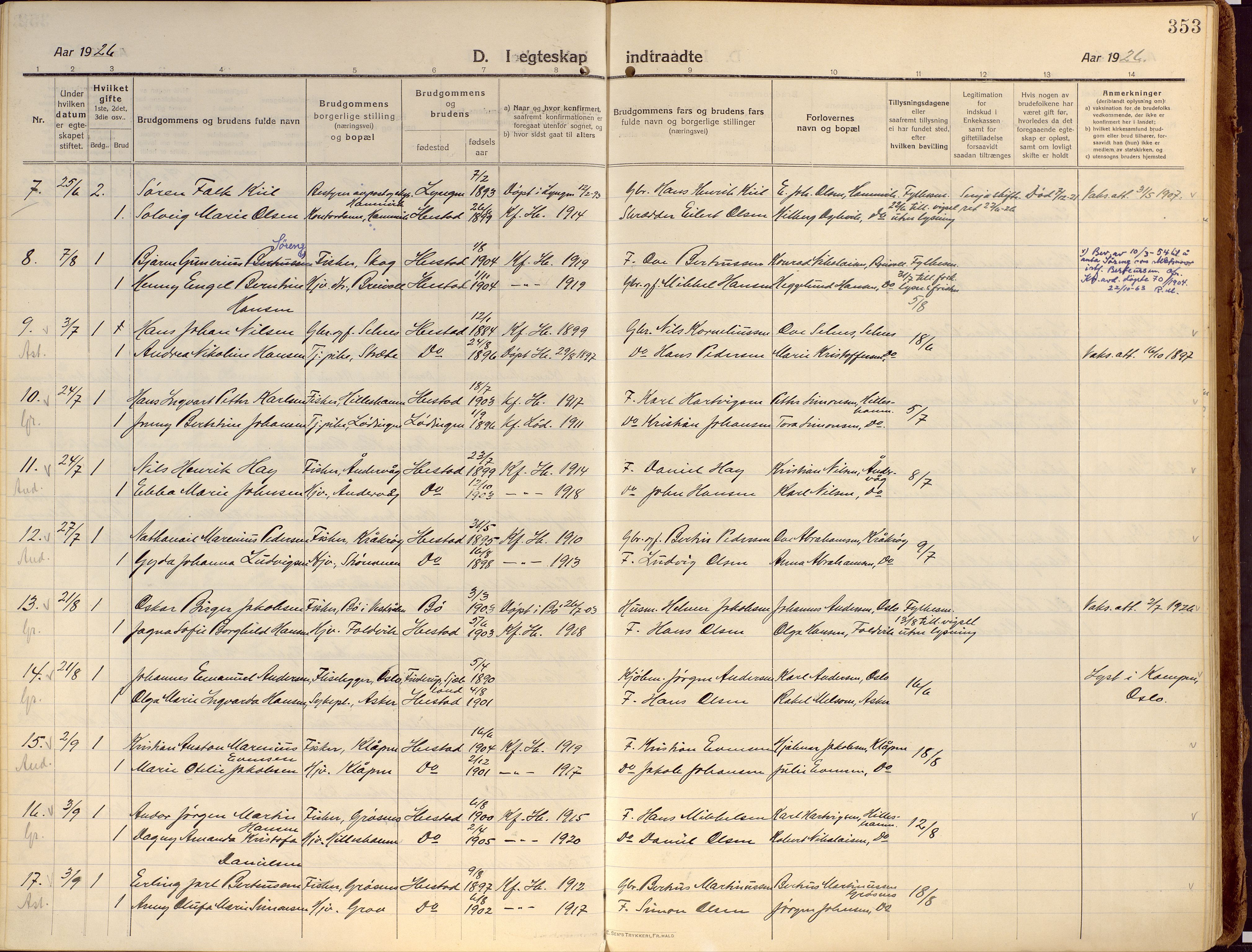 Ibestad sokneprestembete, SATØ/S-0077/H/Ha/Haa/L0018kirke: Parish register (official) no. 18, 1915-1929, p. 353