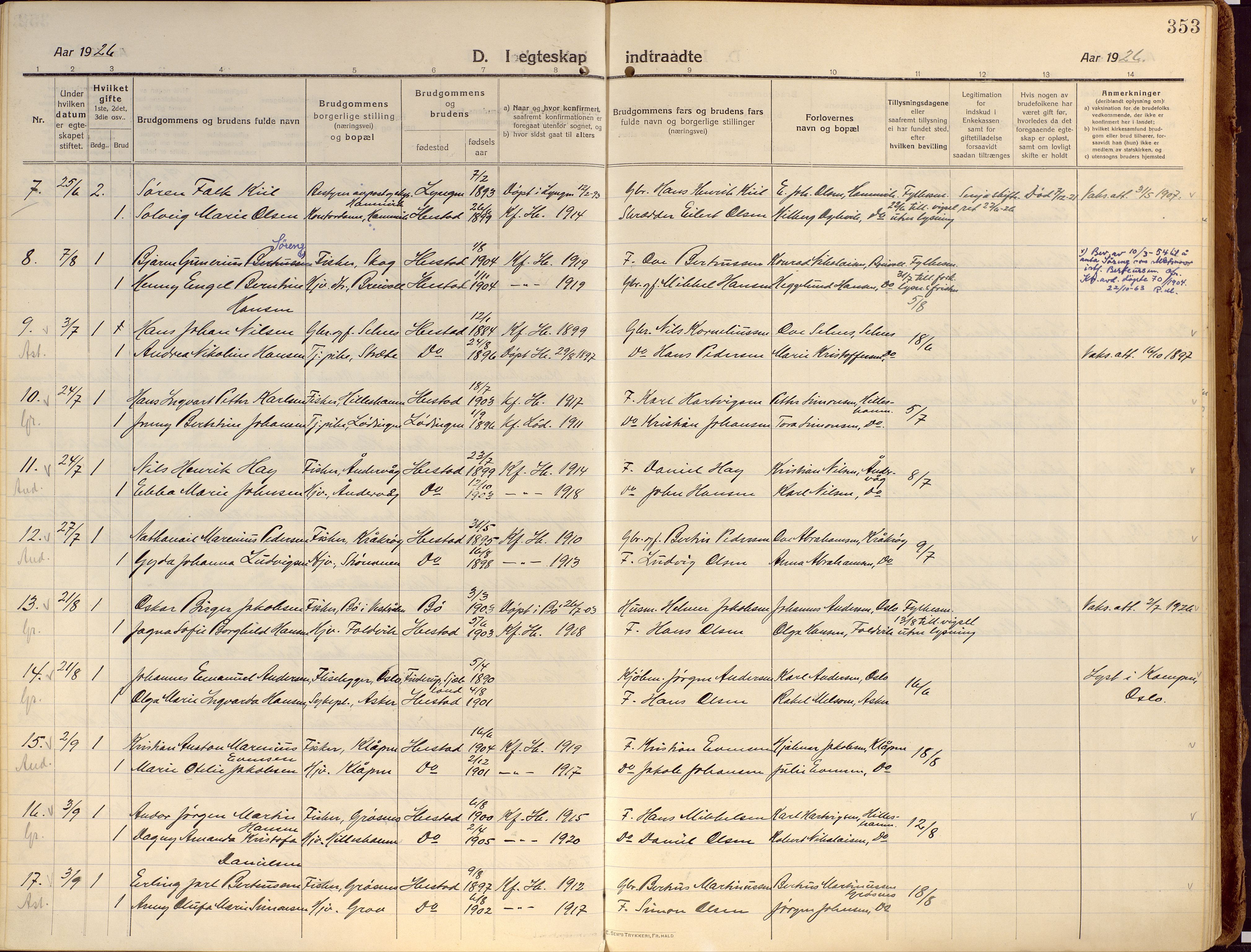 Ibestad sokneprestembete, AV/SATØ-S-0077/H/Ha/Haa/L0018kirke: Parish register (official) no. 18, 1915-1929, p. 353