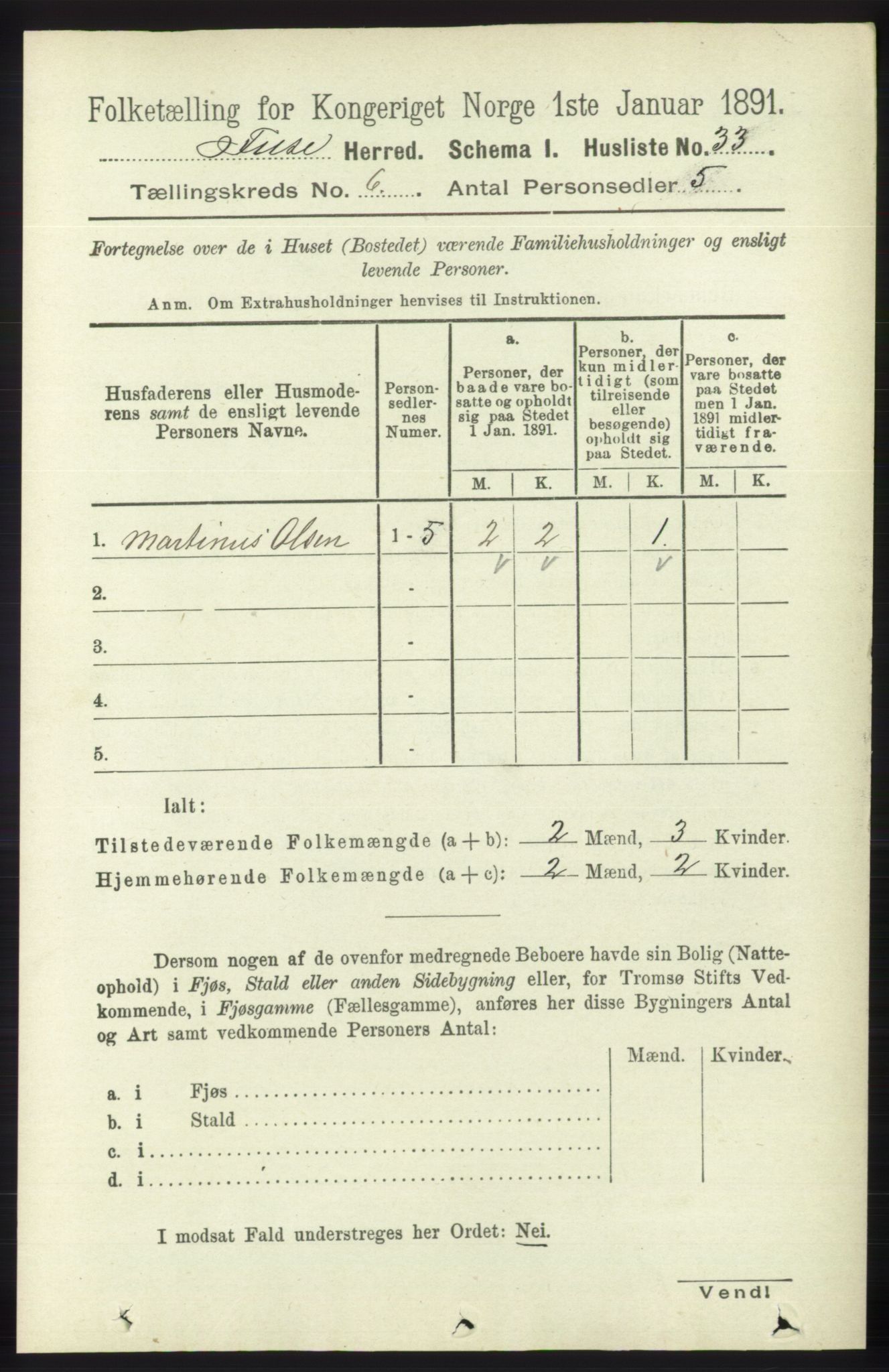 RA, 1891 census for 1241 Fusa, 1891, p. 1075