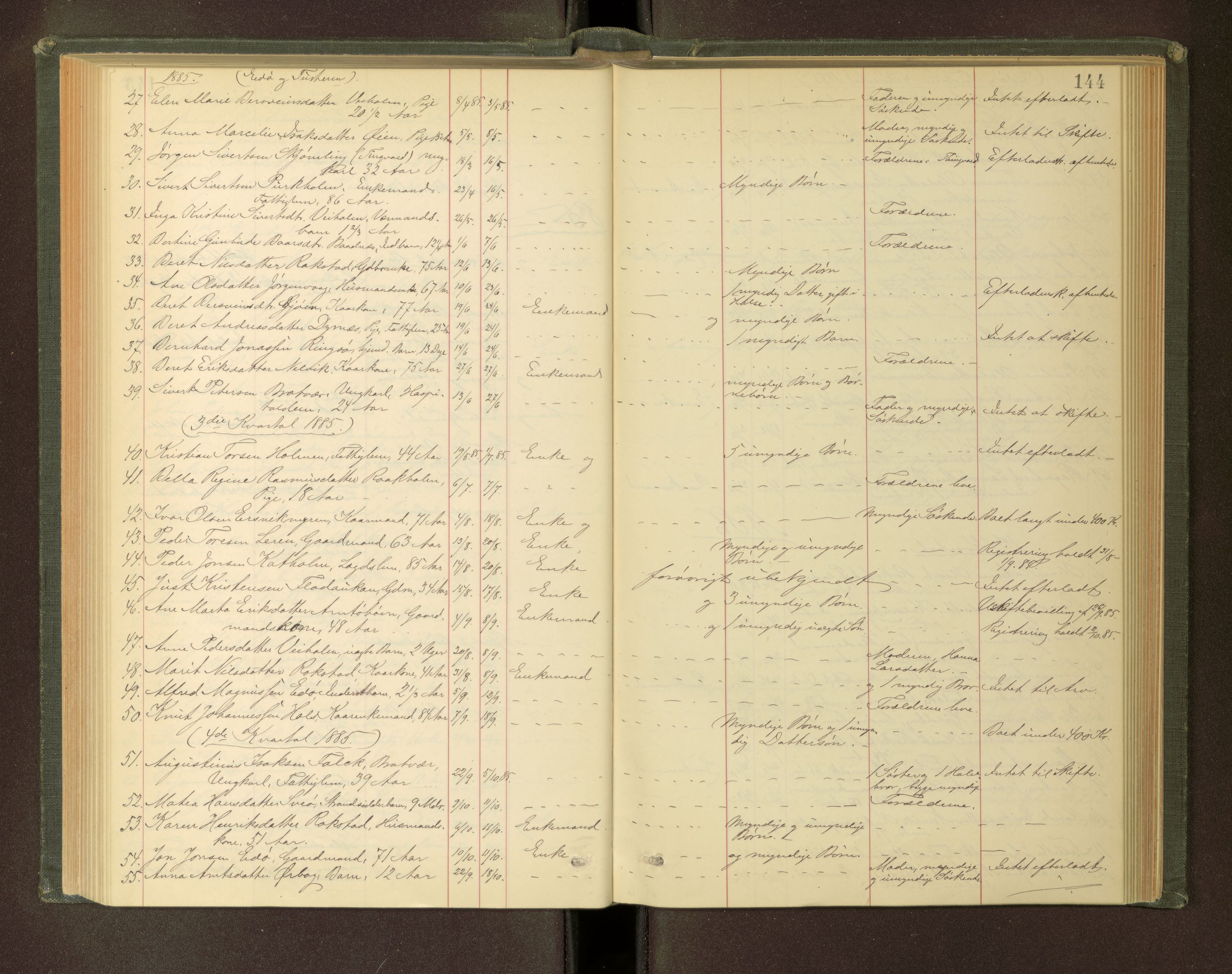 Nordmøre sorenskriveri, SAT/A-4132/1/3/3L/L0003: Dødsfallsprotokoll, 1883-1897, p. 144