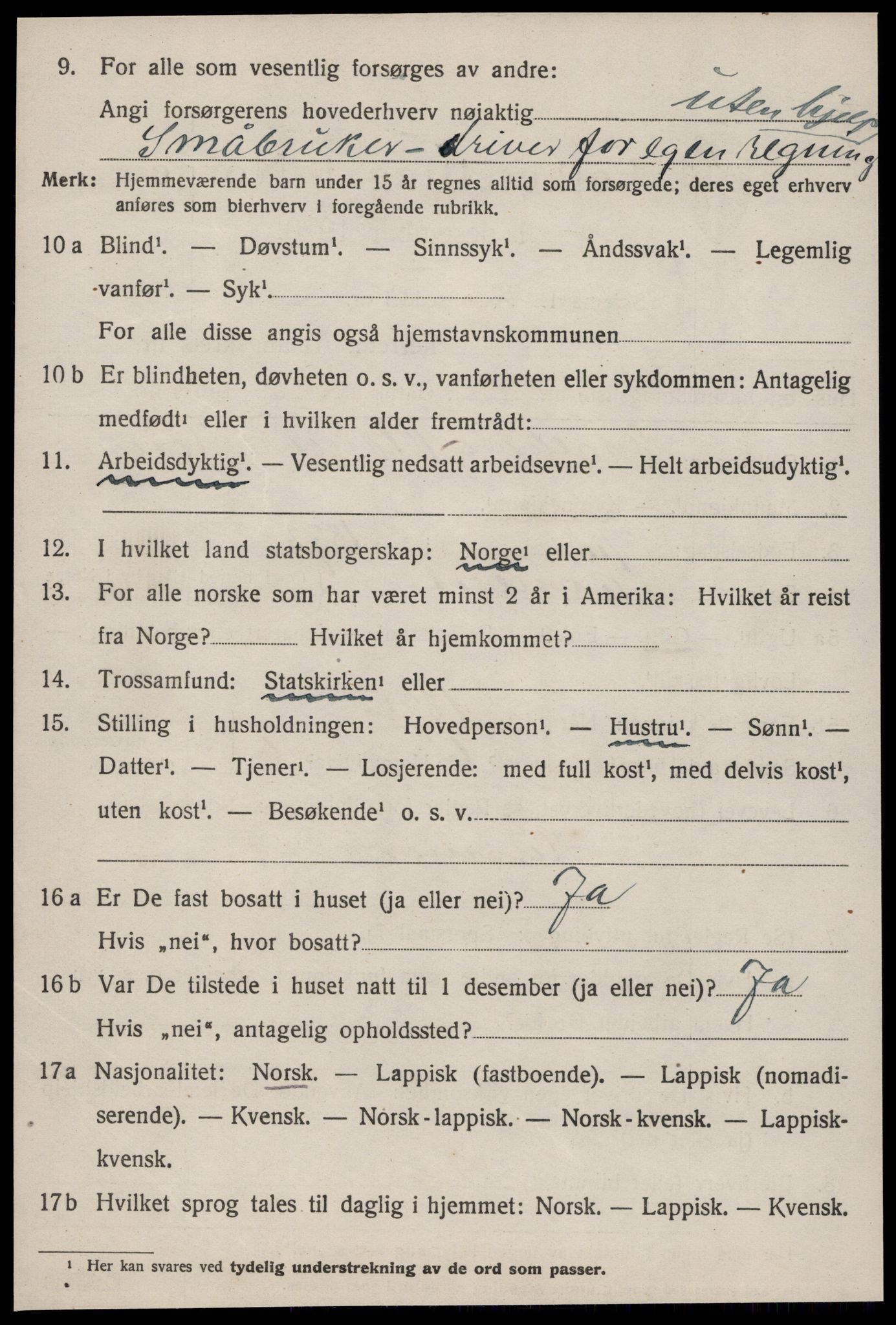 SAT, 1920 census for Byneset, 1920, p. 1621