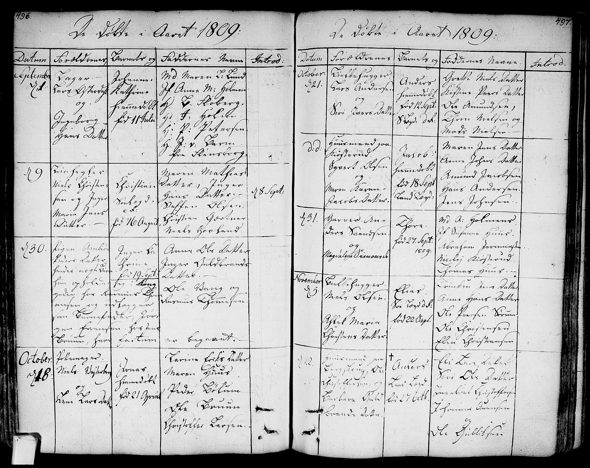 Bragernes kirkebøker, AV/SAKO-A-6/F/Fa/L0006a: Parish register (official) no. I 6, 1782-1814, p. 496-497