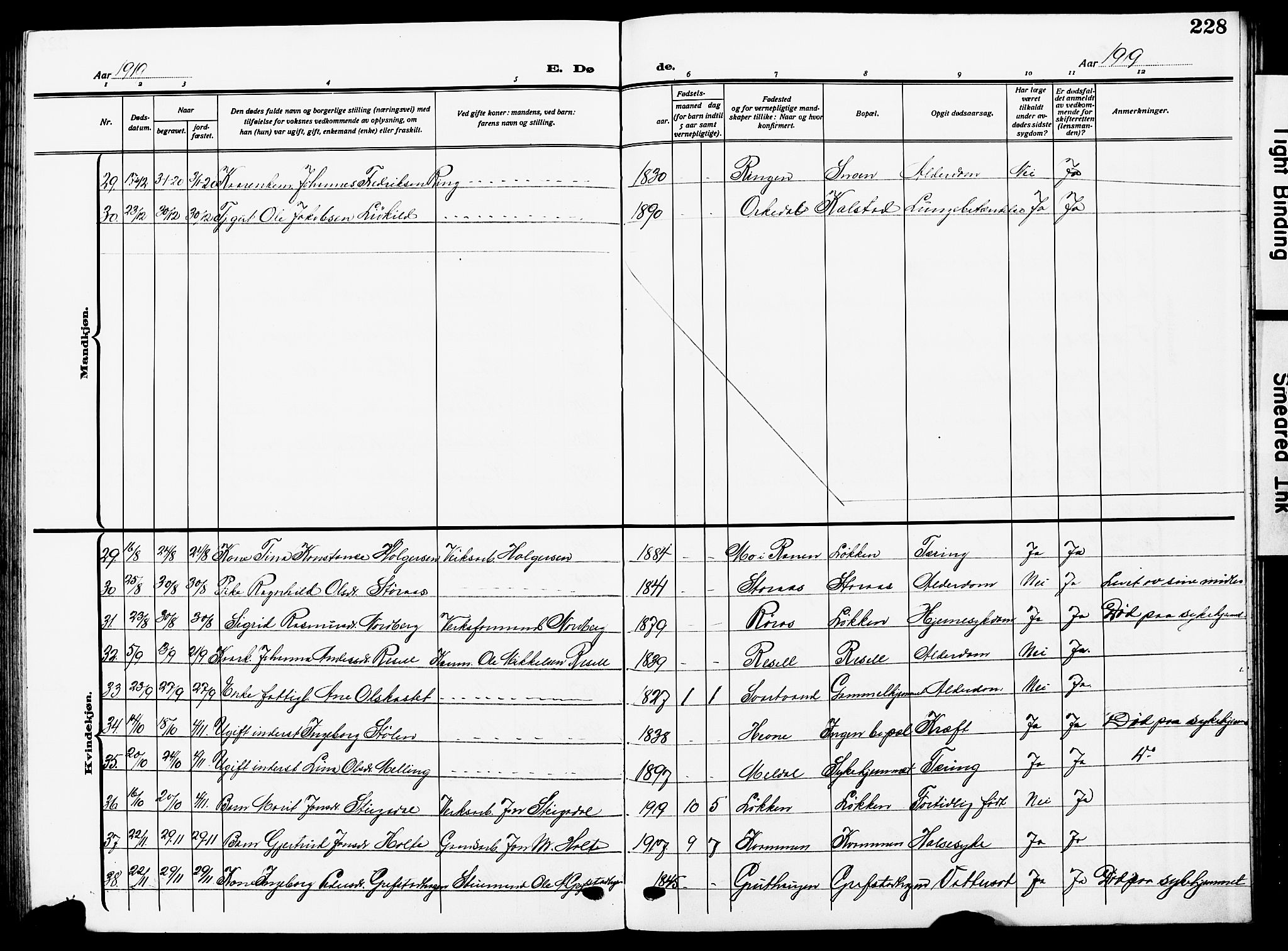 Ministerialprotokoller, klokkerbøker og fødselsregistre - Sør-Trøndelag, SAT/A-1456/672/L0865: Parish register (copy) no. 672C04, 1914-1928, p. 228
