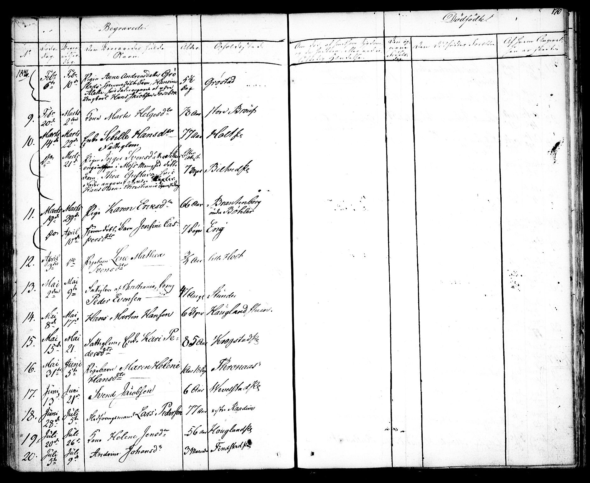 Kråkstad prestekontor Kirkebøker, AV/SAO-A-10125a/F/Fa/L0005: Parish register (official) no. I 5, 1837-1847, p. 170