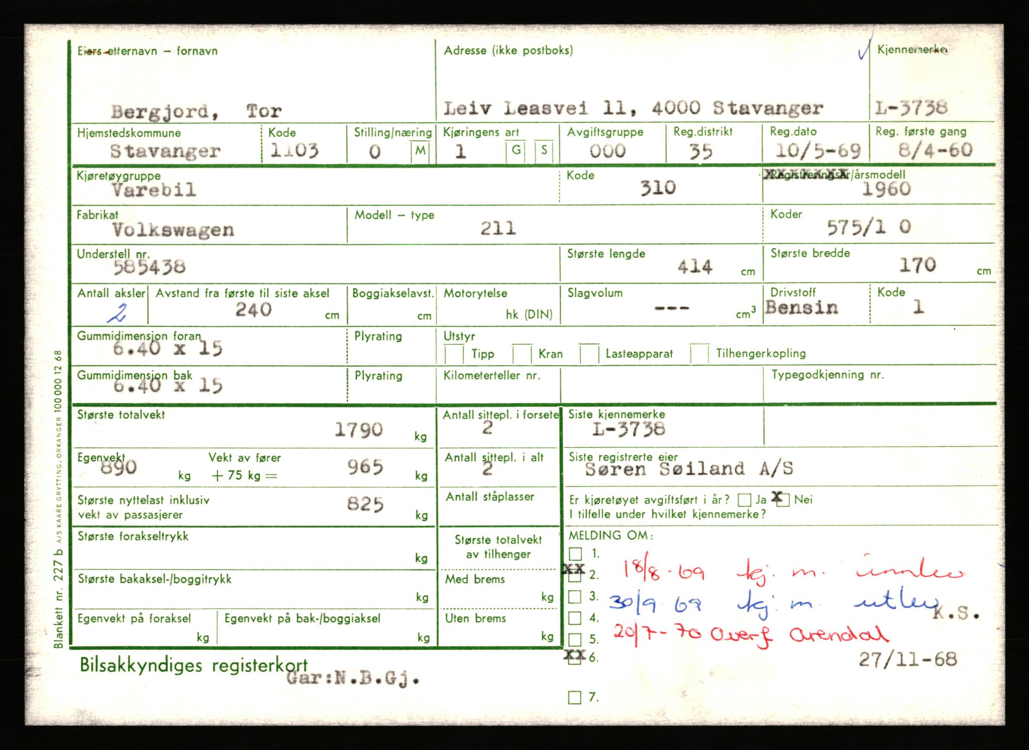 Stavanger trafikkstasjon, AV/SAST-A-101942/0/F/L0011: L-3700 - L-4199, 1930-1971, p. 257