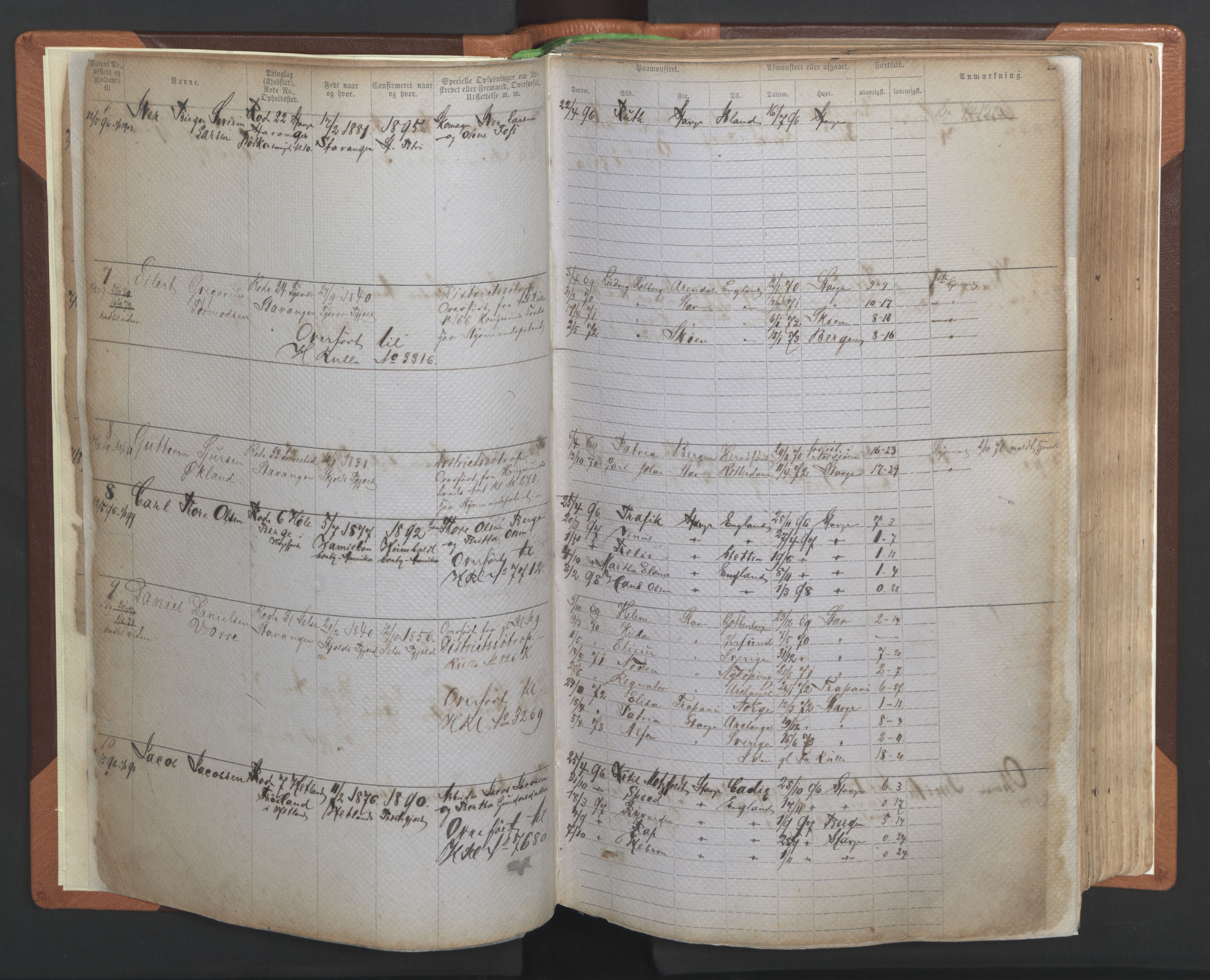 Stavanger sjømannskontor, AV/SAST-A-102006/F/Ff/L0004: Annotasjonsrulle No. 1, patentnr. 1-1785 (del 1), 1869-1900, p. 5