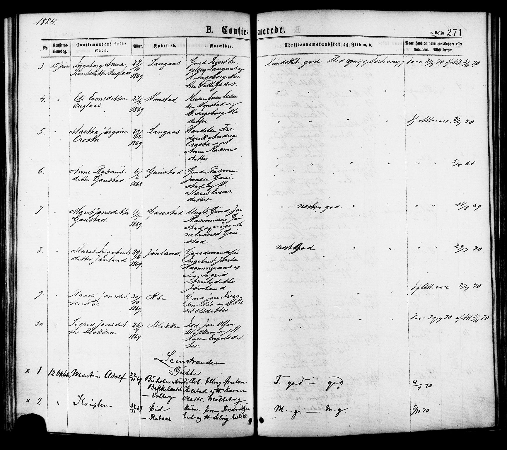 Ministerialprotokoller, klokkerbøker og fødselsregistre - Sør-Trøndelag, AV/SAT-A-1456/691/L1079: Parish register (official) no. 691A11, 1873-1886, p. 271