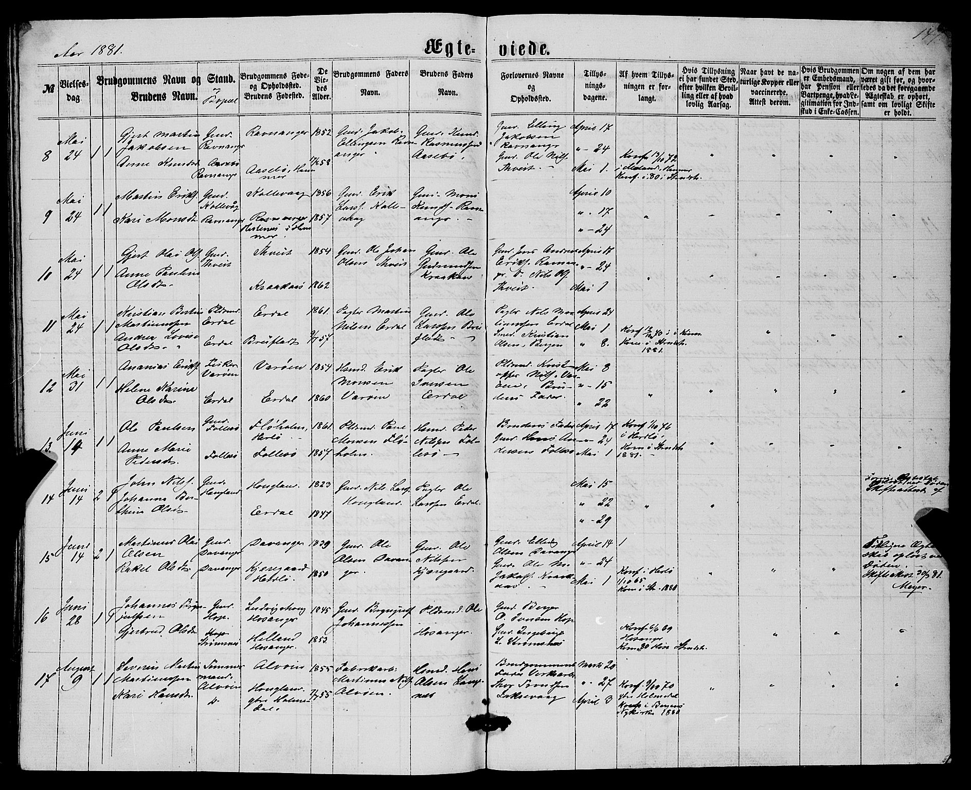 Askøy Sokneprestembete, AV/SAB-A-74101/H/Ha/Hab/Haba/L0006: Parish register (copy) no. A 6, 1861-1881, p. 147