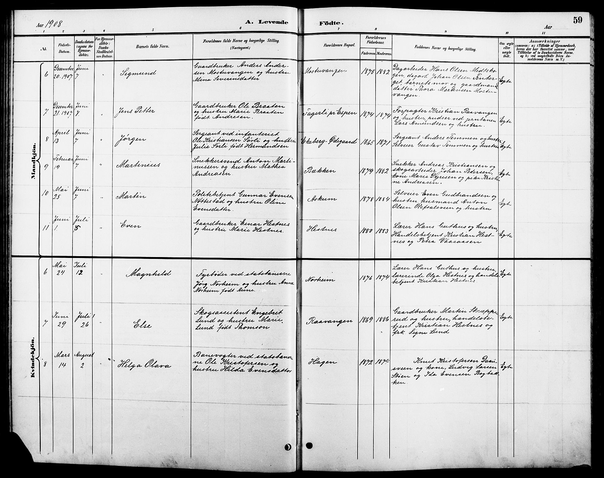 Stange prestekontor, SAH/PREST-002/L/L0011: Parish register (copy) no. 11, 1895-1917, p. 59