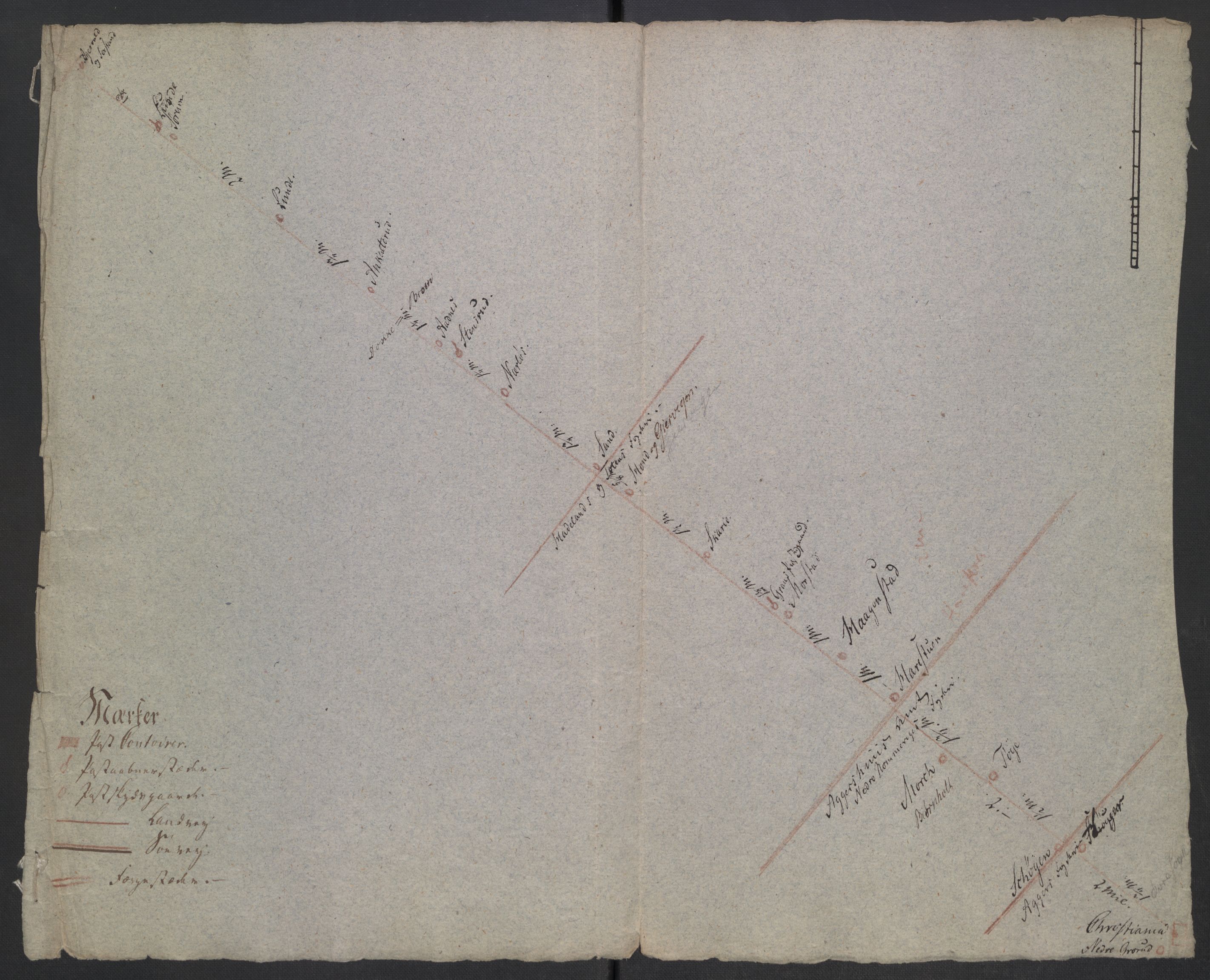 Generalpostdireksjonen 1719-1814, AV/RA-EA-3108/E/L0036/0003: Dokumenter vedrørende postgangen: / Nr. 34: Riss av postveiene i Norge, 1800, p. 3