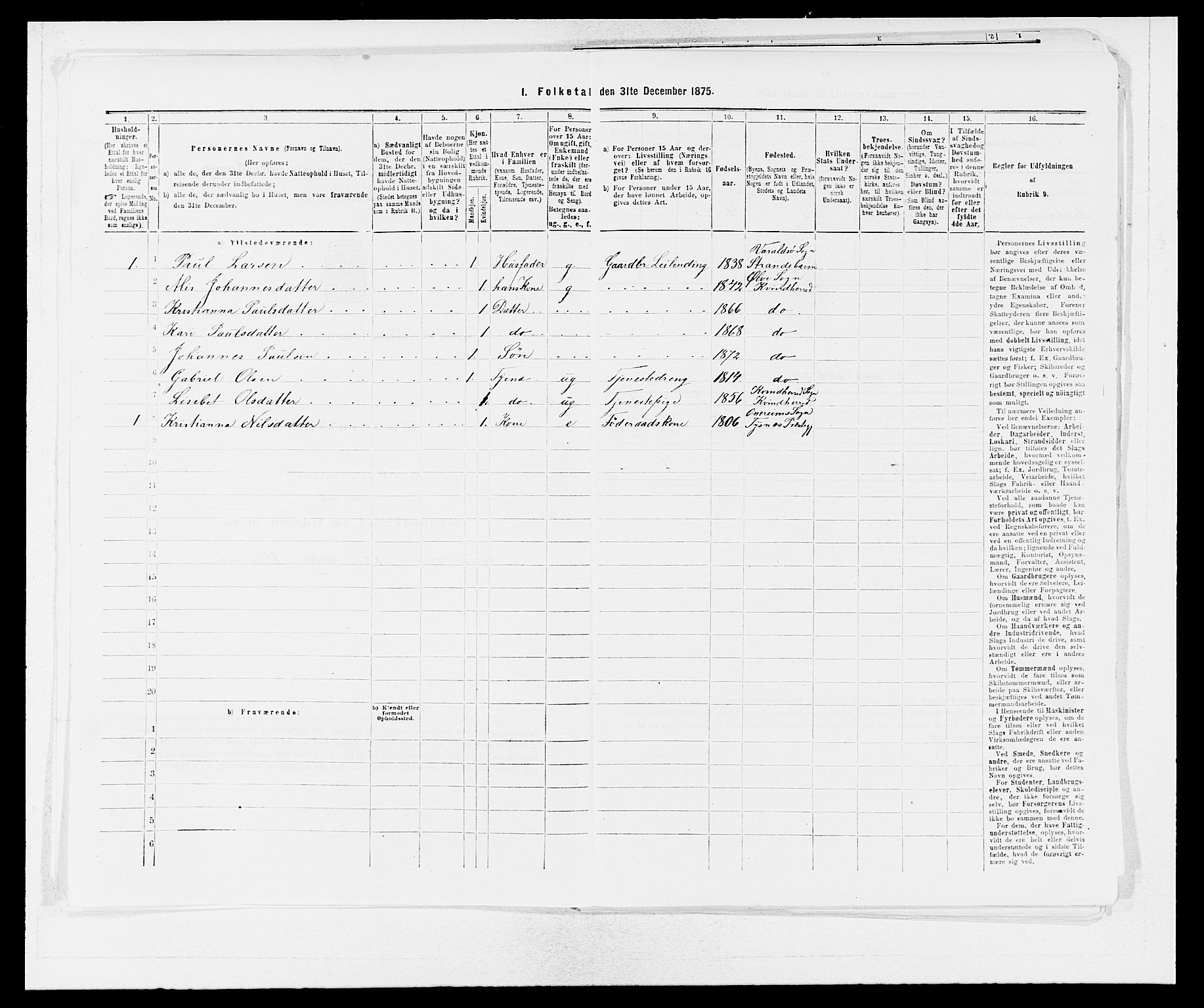 SAB, 1875 census for 1224P Kvinnherad, 1875, p. 200