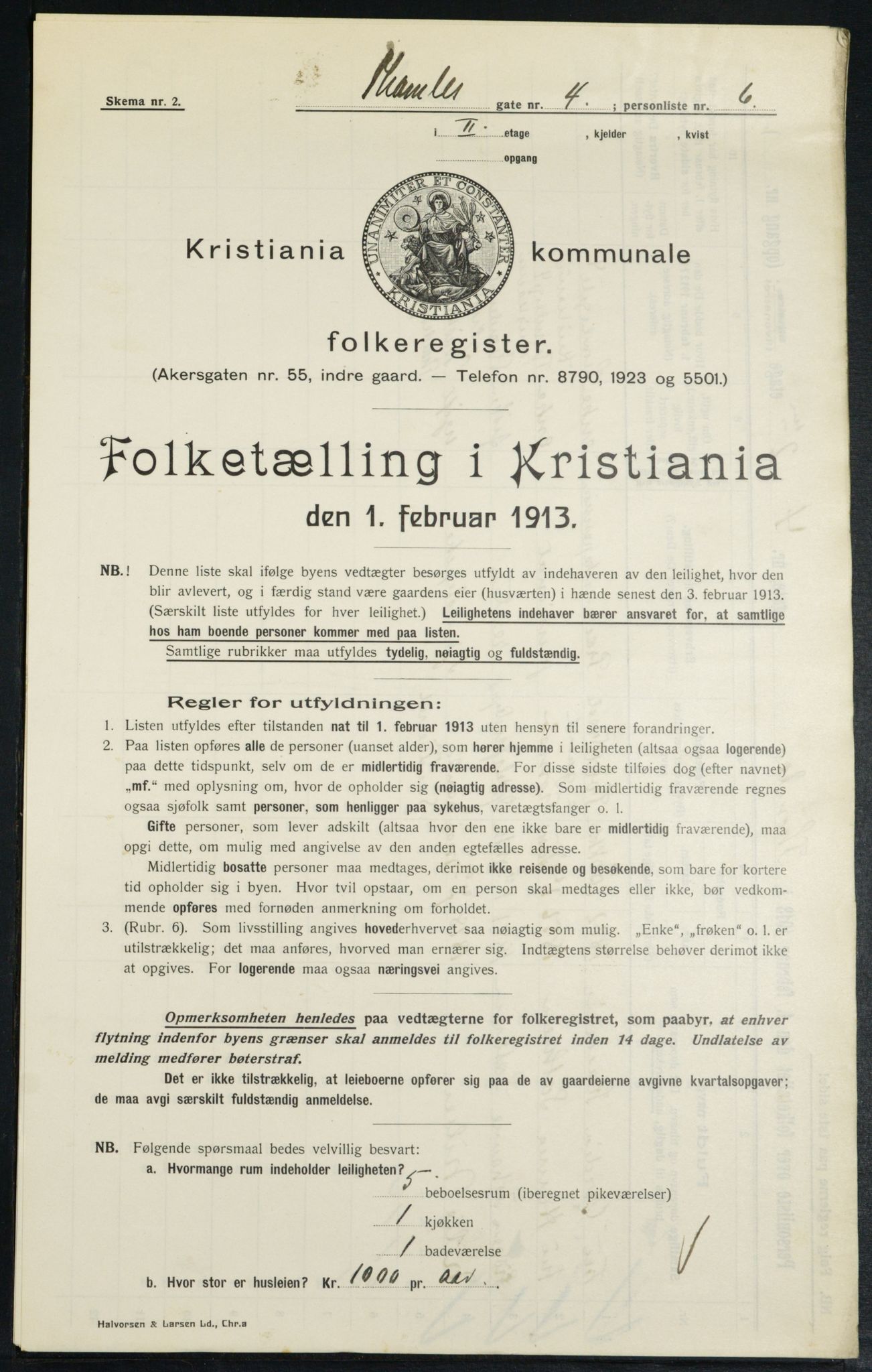 OBA, Municipal Census 1913 for Kristiania, 1913, p. 109260