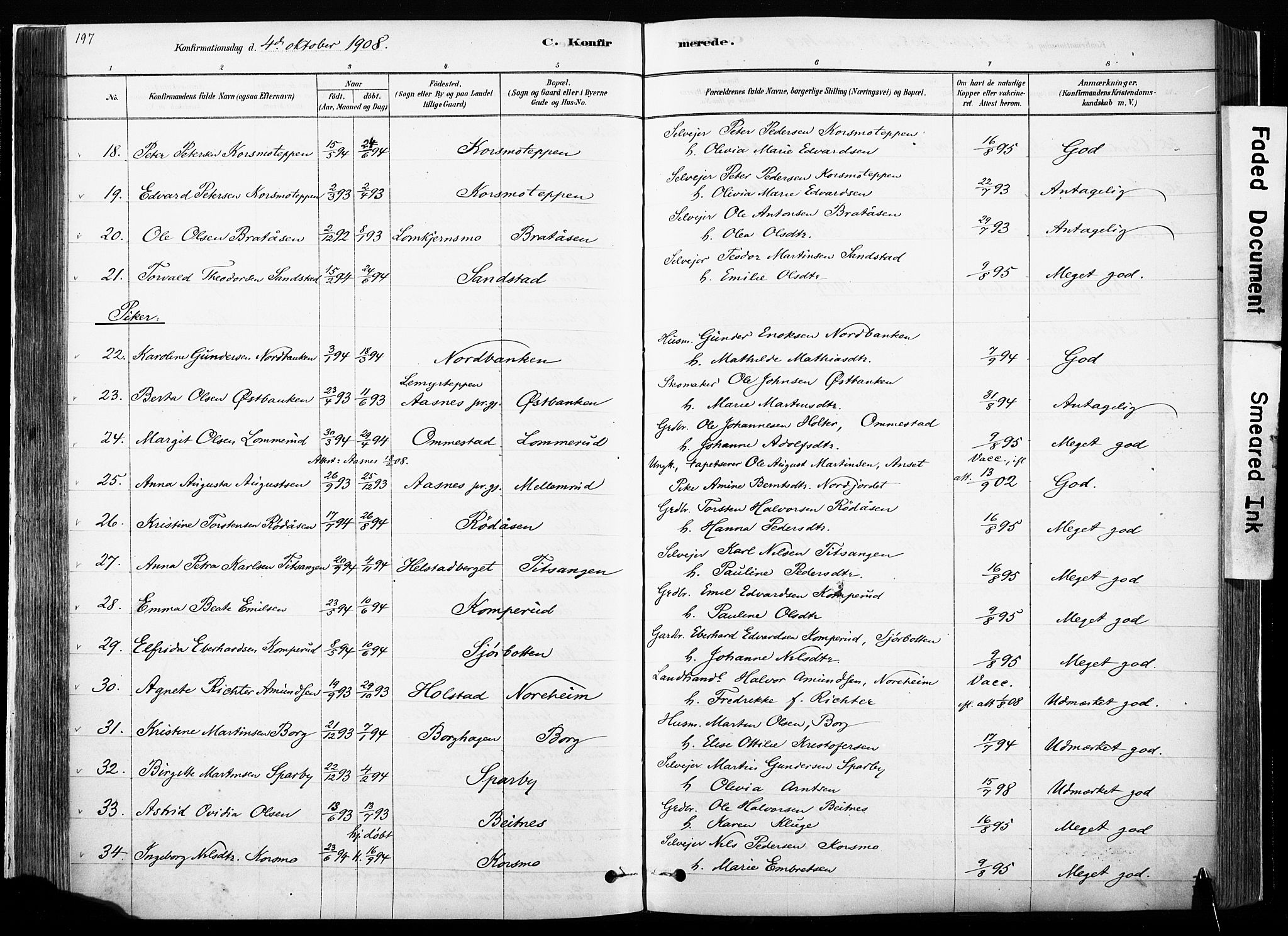 Hof prestekontor, SAH/PREST-038/H/Ha/Haa/L0010: Parish register (official) no. 10, 1878-1909, p. 197
