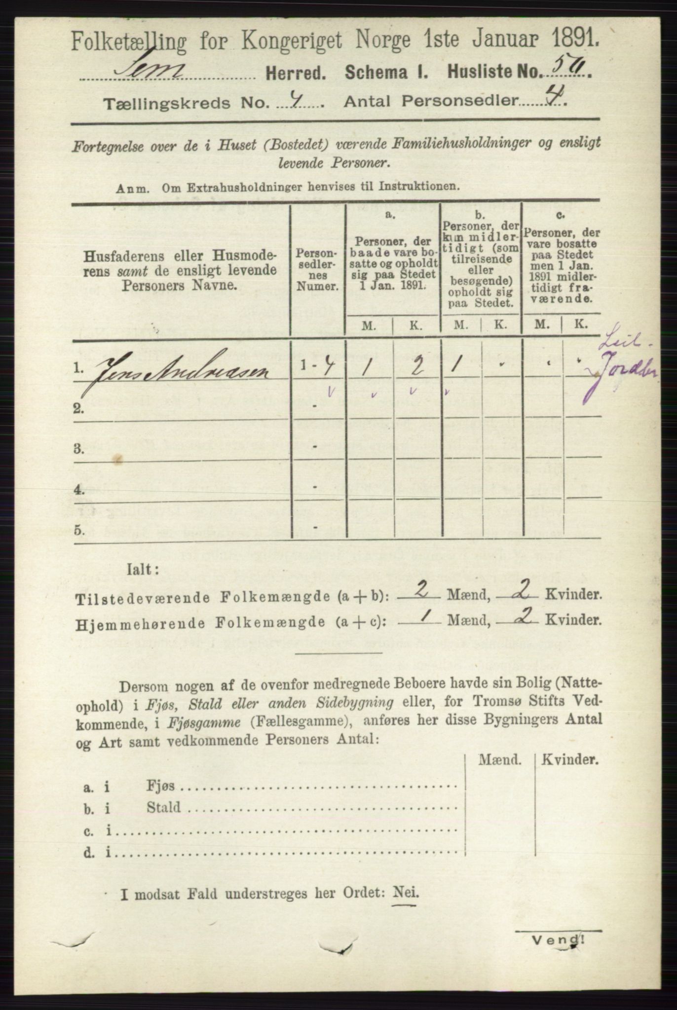 RA, 1891 census for 0721 Sem, 1891, p. 1529