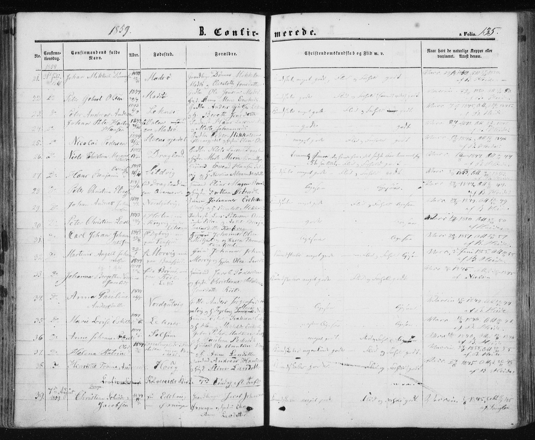 Ministerialprotokoller, klokkerbøker og fødselsregistre - Nord-Trøndelag, AV/SAT-A-1458/780/L0641: Parish register (official) no. 780A06, 1857-1874, p. 135