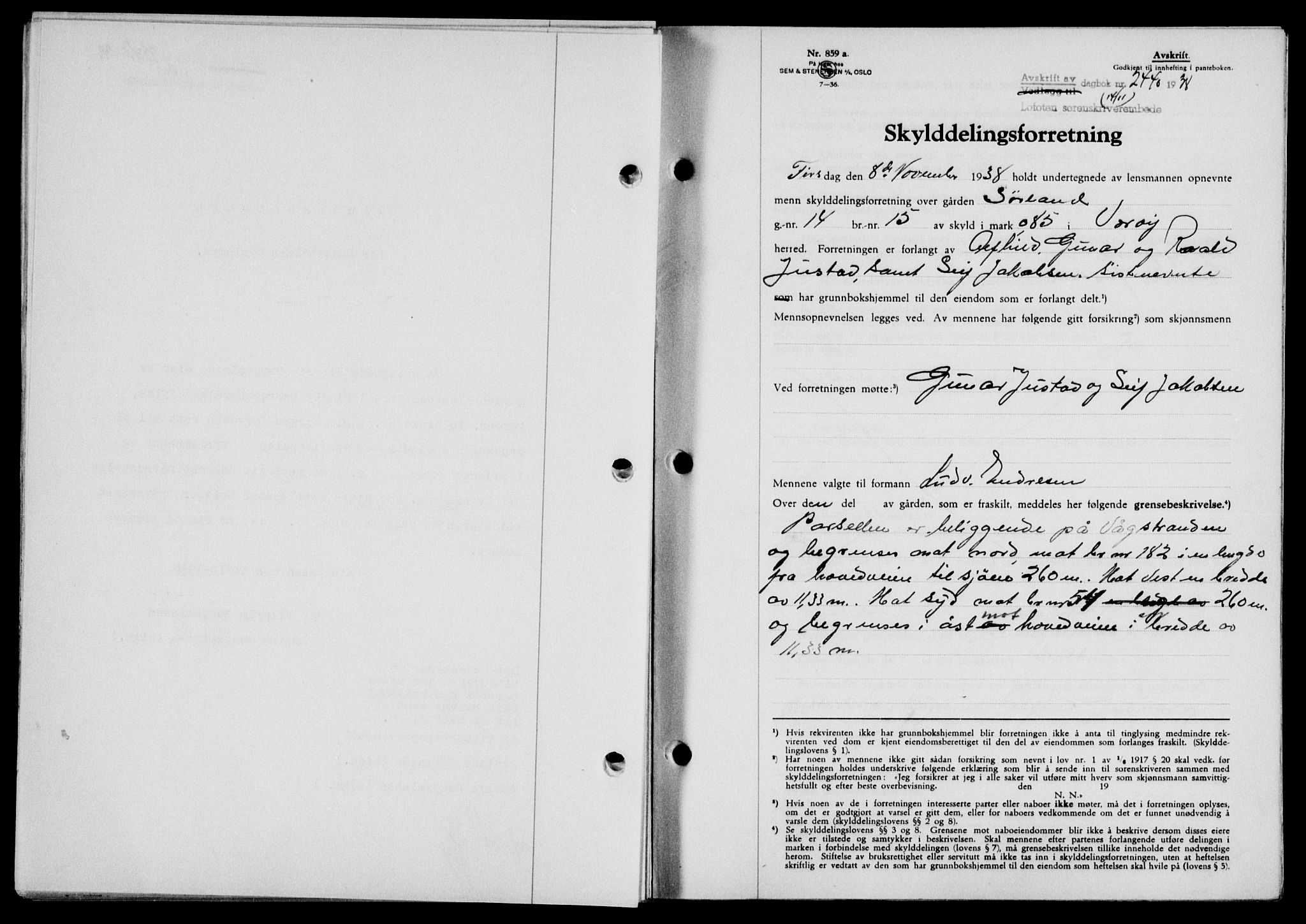 Lofoten sorenskriveri, SAT/A-0017/1/2/2C/L0004a: Mortgage book no. 4a, 1938-1938, Diary no: : 2440/1938