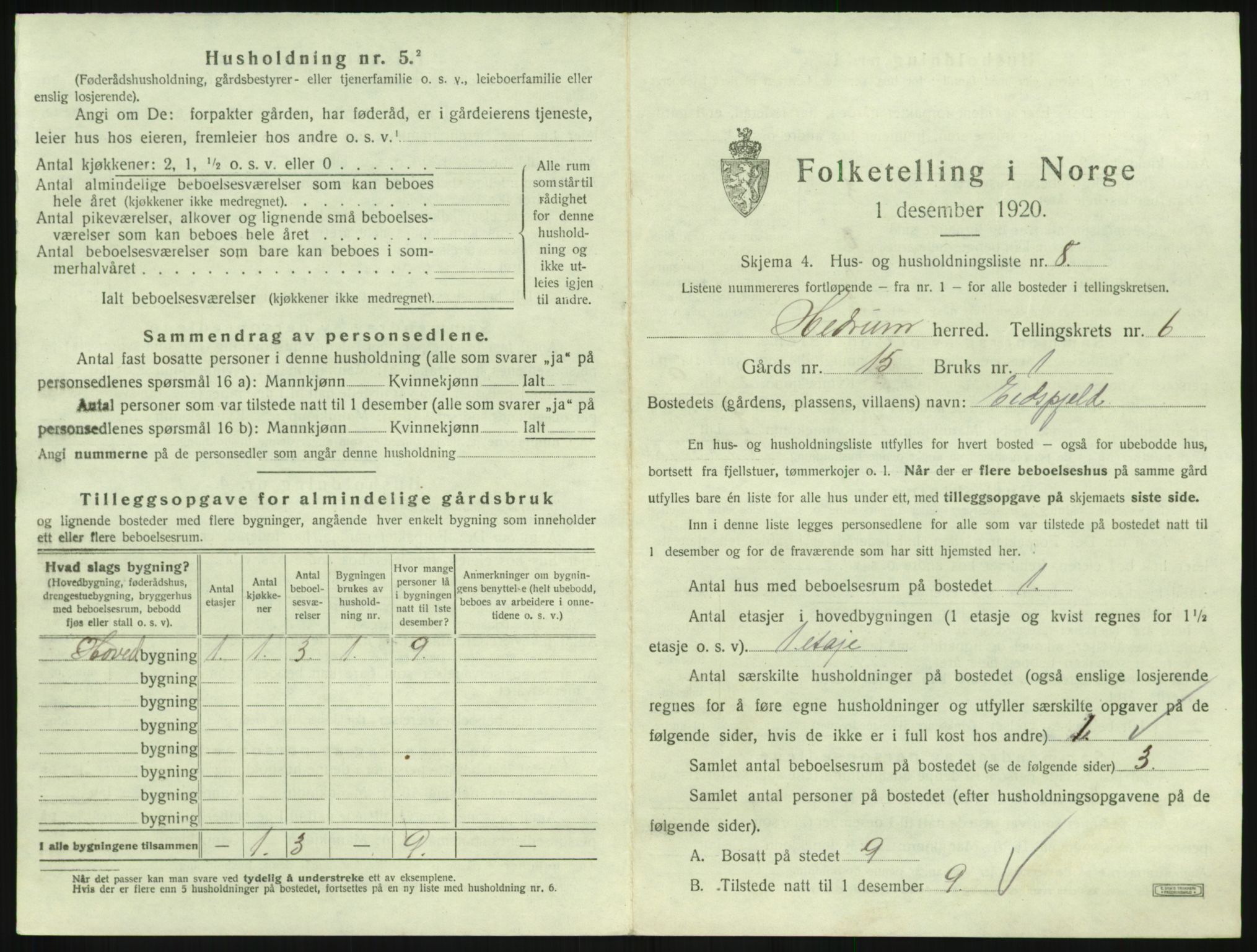 SAKO, 1920 census for Hedrum, 1920, p. 611