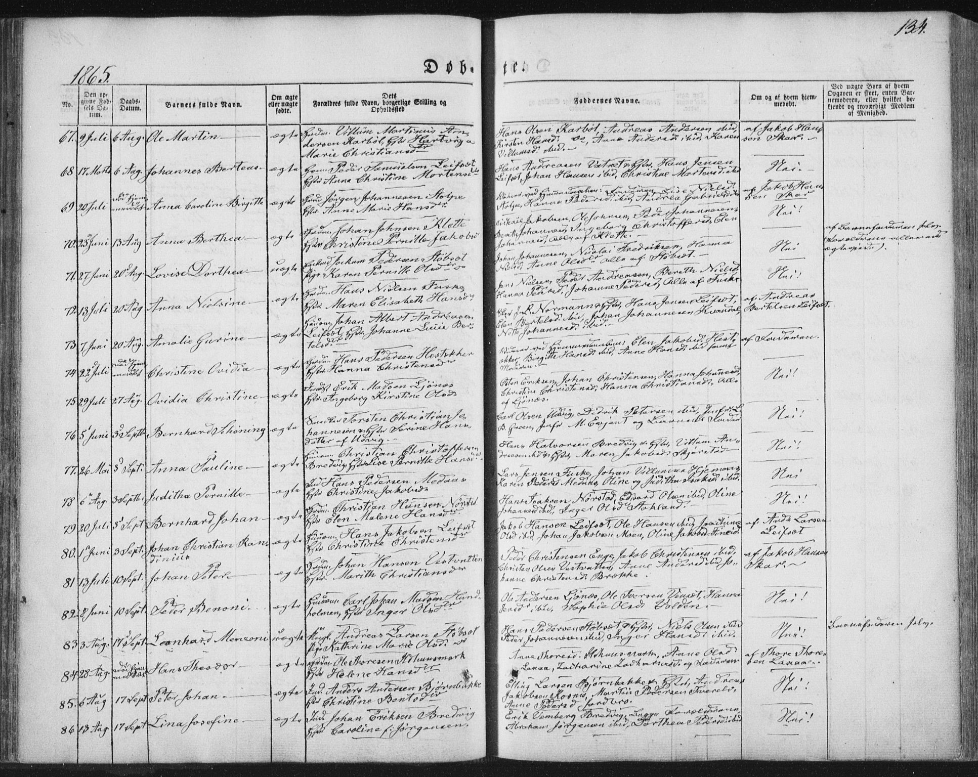 Ministerialprotokoller, klokkerbøker og fødselsregistre - Nordland, AV/SAT-A-1459/852/L0738: Parish register (official) no. 852A08, 1849-1865, p. 134