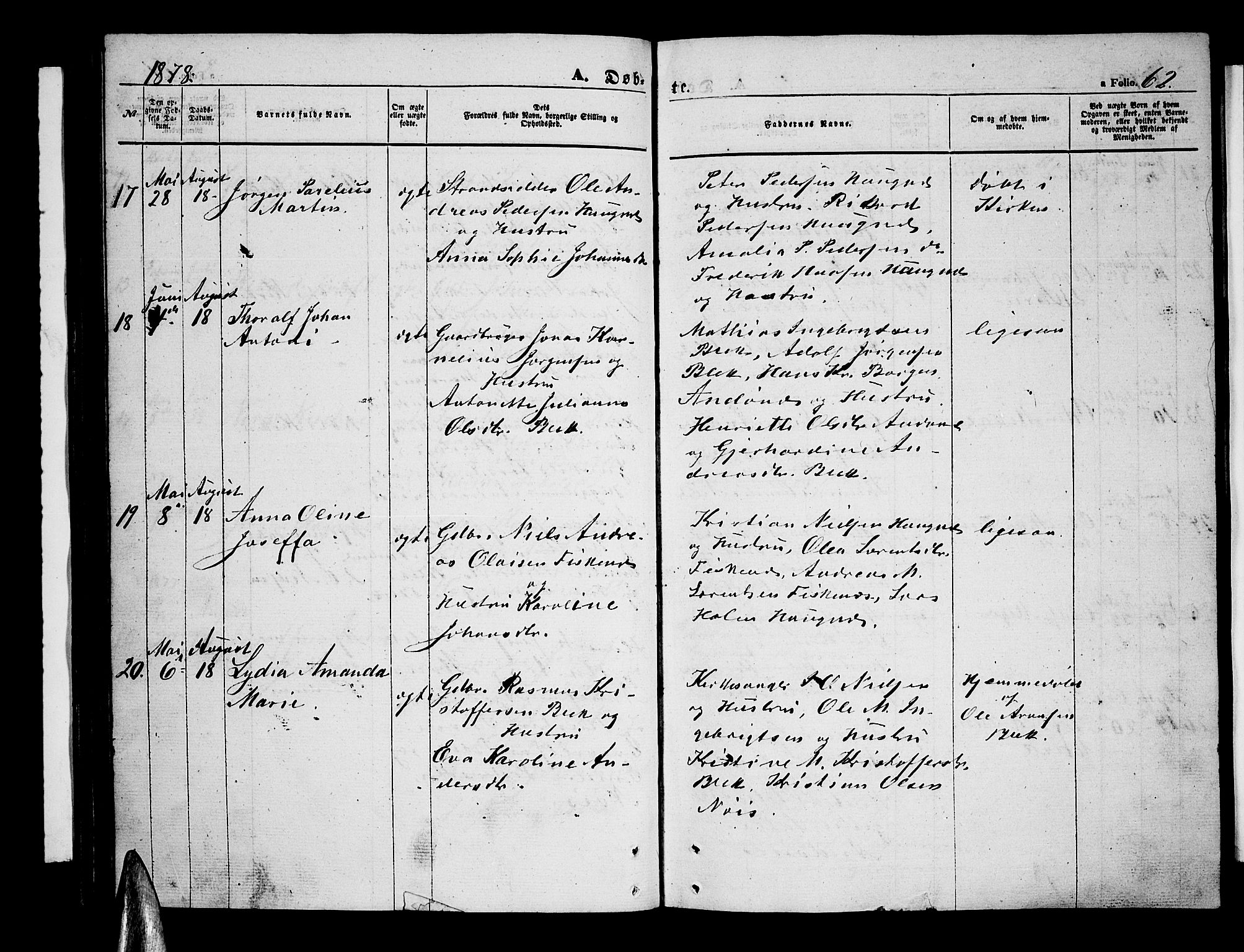 Ministerialprotokoller, klokkerbøker og fødselsregistre - Nordland, AV/SAT-A-1459/899/L1447: Parish register (copy) no. 899C02, 1855-1886, p. 62