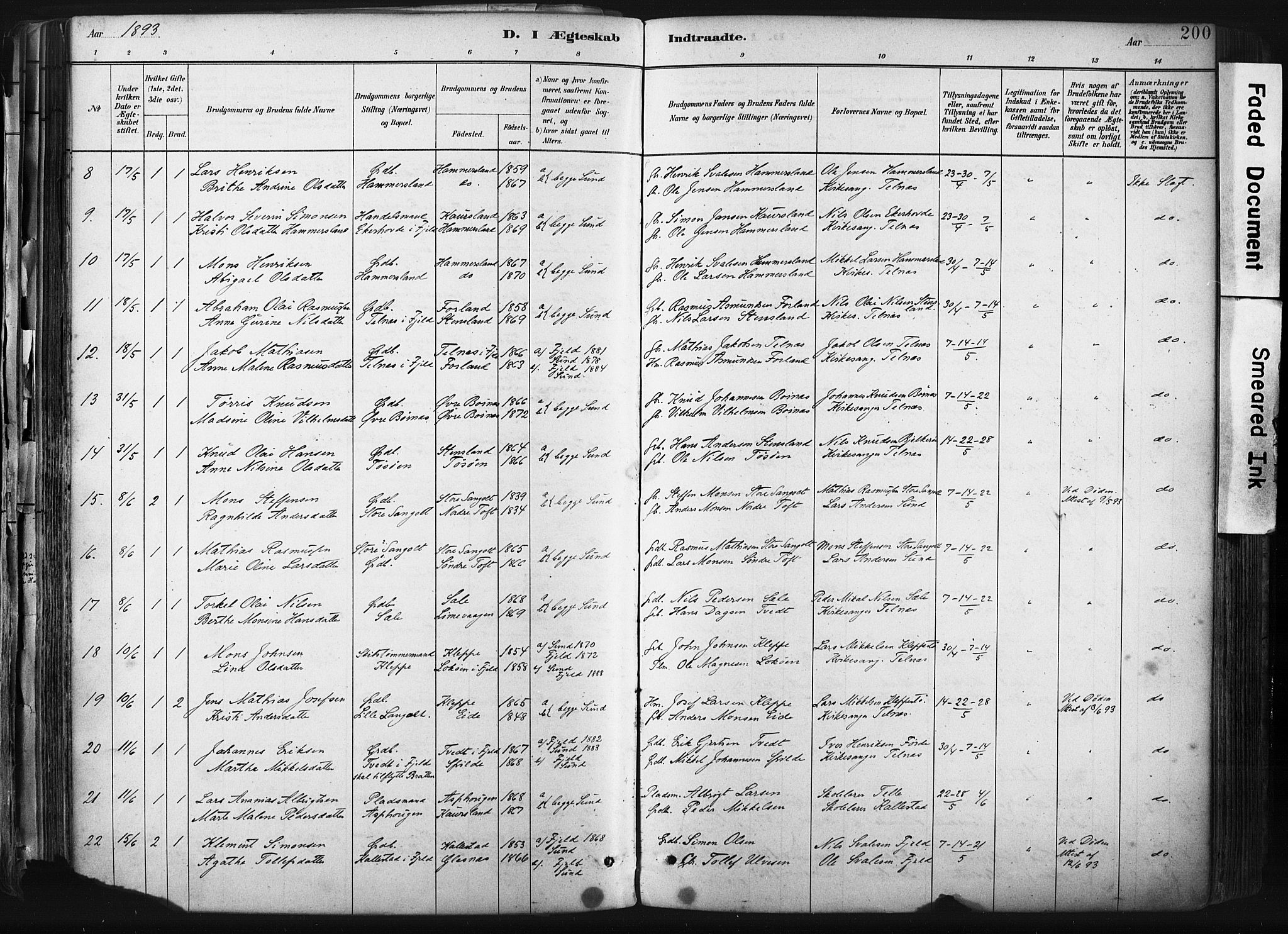 Sund sokneprestembete, AV/SAB-A-99930: Parish register (official) no. B 1, 1882-1907, p. 200